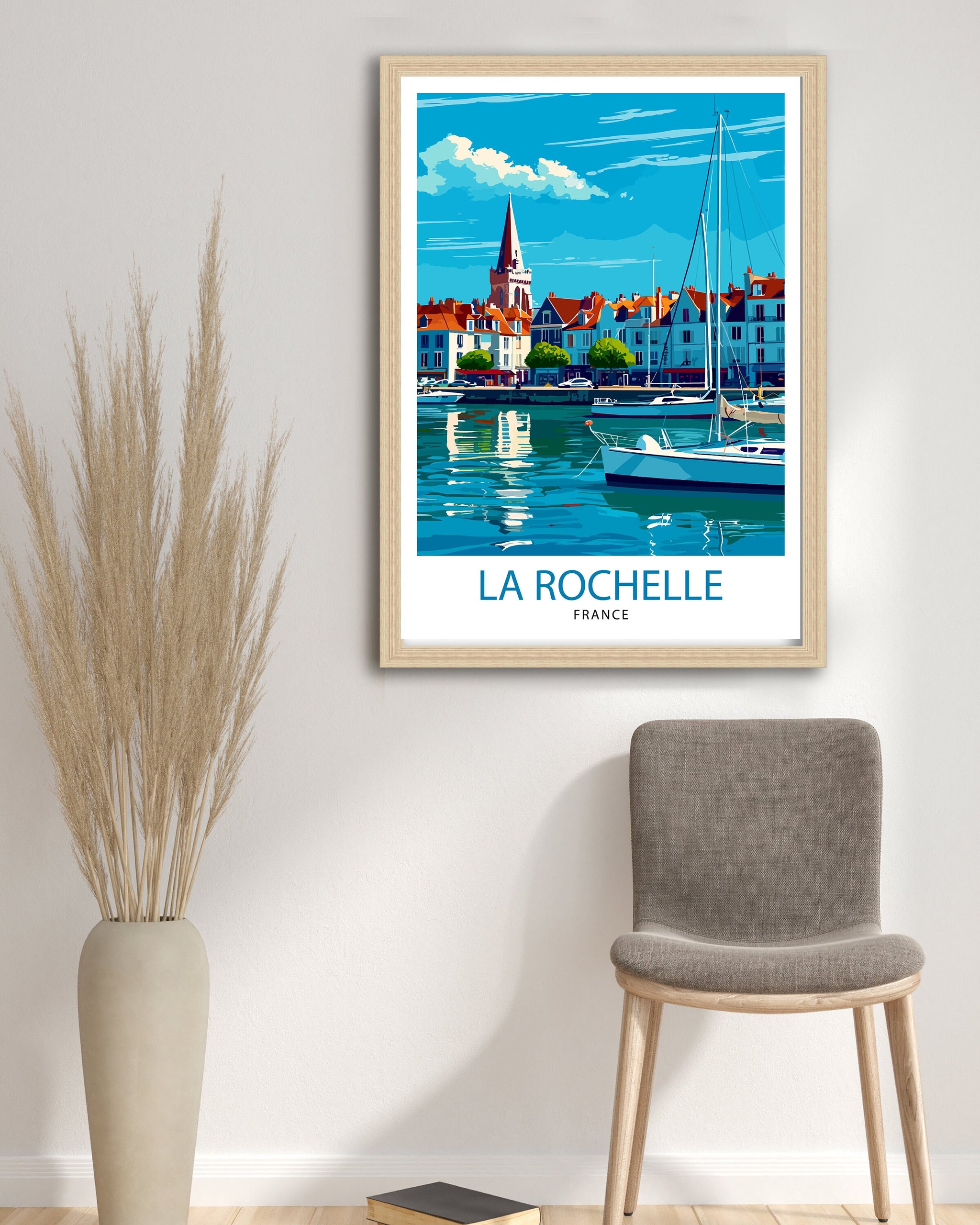 La Rochelle Travel Print La Rochelle Wall Decor France Illustration Travel Poster Gift for La Rochelle Home Decor