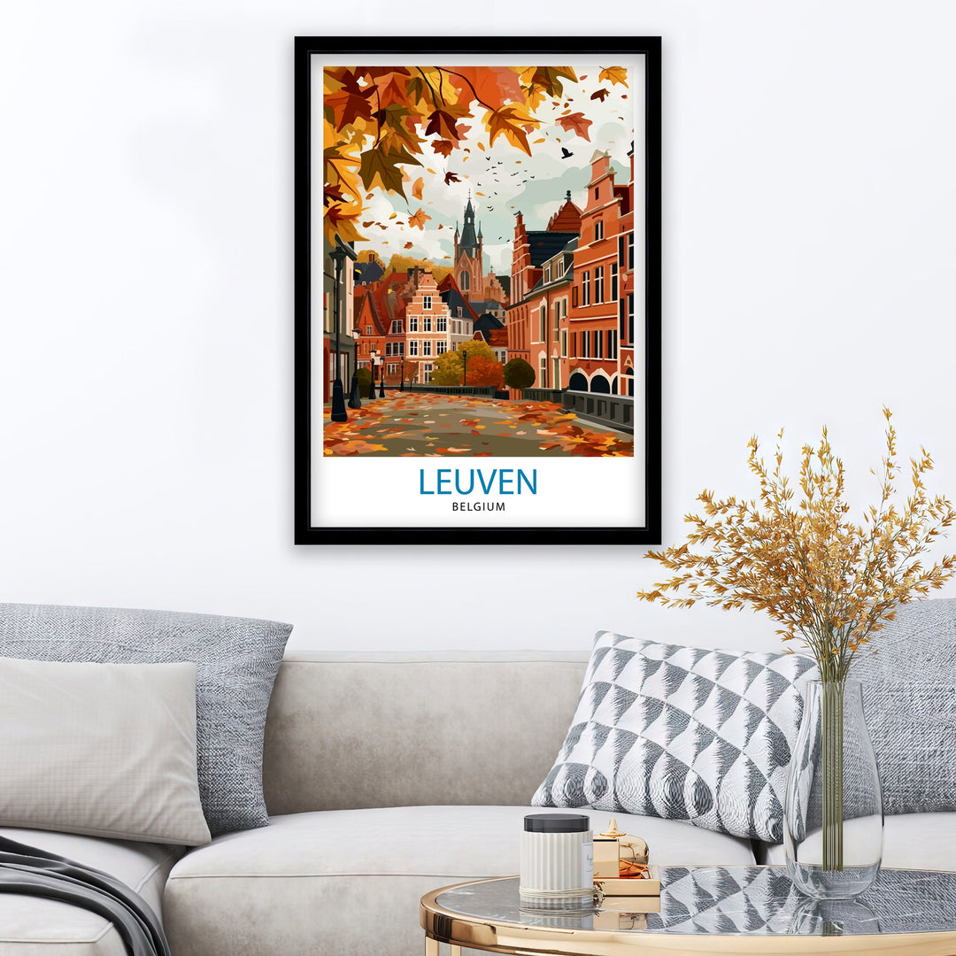 Leuven Belgium Travel Poster Leuven Wall Art Leuven Home Decor Leuven Illustration Travel Poster Gift For Leuven Belgium Home Decor