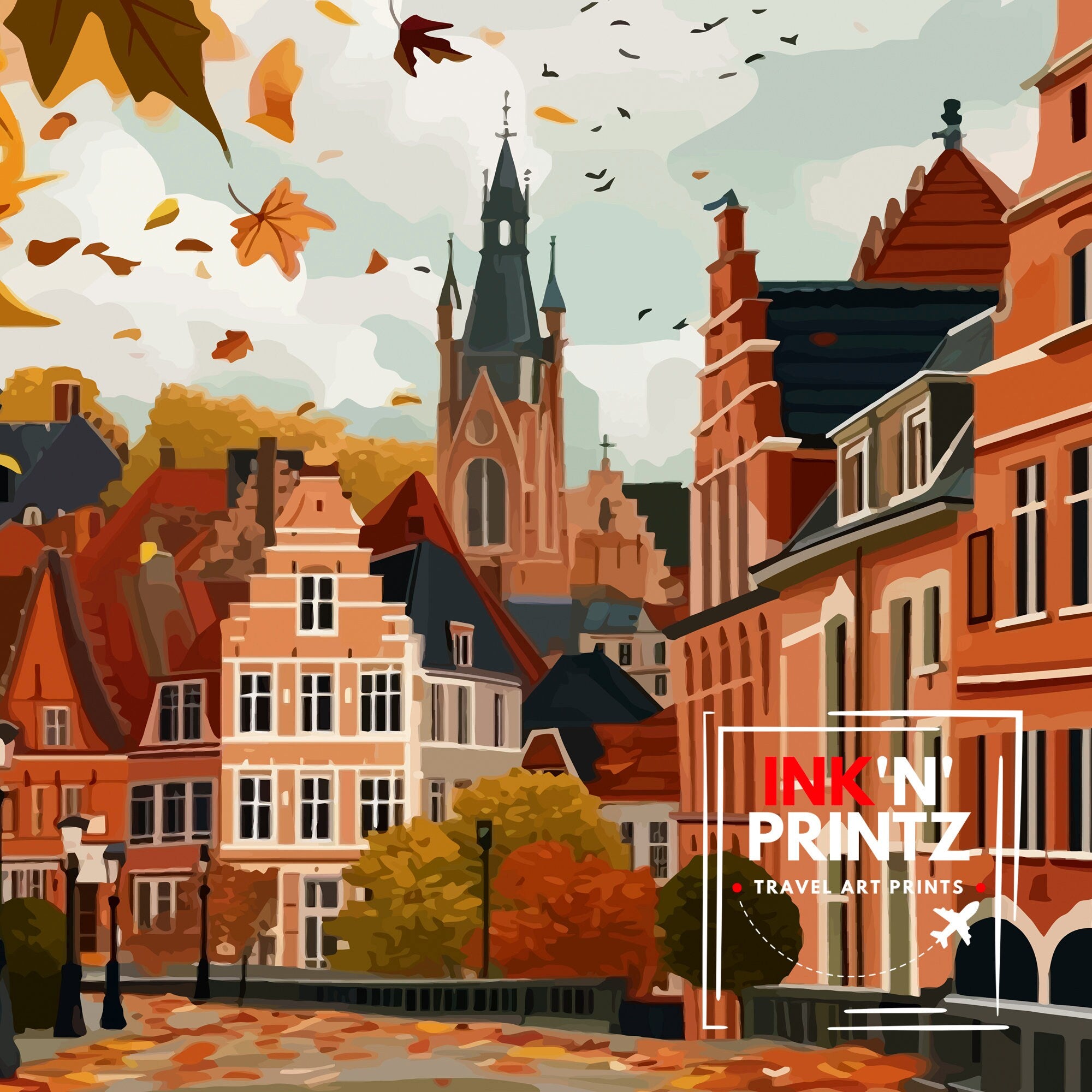 Leuven Belgium Travel Print Leuven Wall Art Leuven Home Decor Leuven Illustration Travel Poster Gift For Leuven Belgium Home Decor