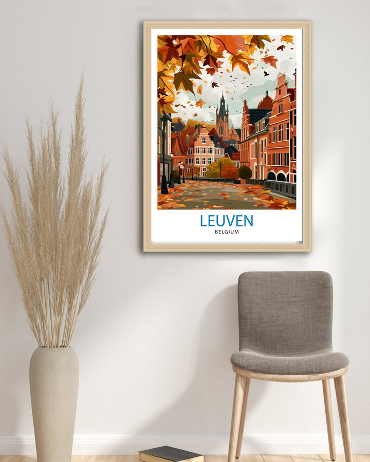 Leuven Belgium Travel Poster Leuven Wall Art Leuven Home Decor Leuven Illustration Travel Poster Gift For Leuven Belgium Home Decor