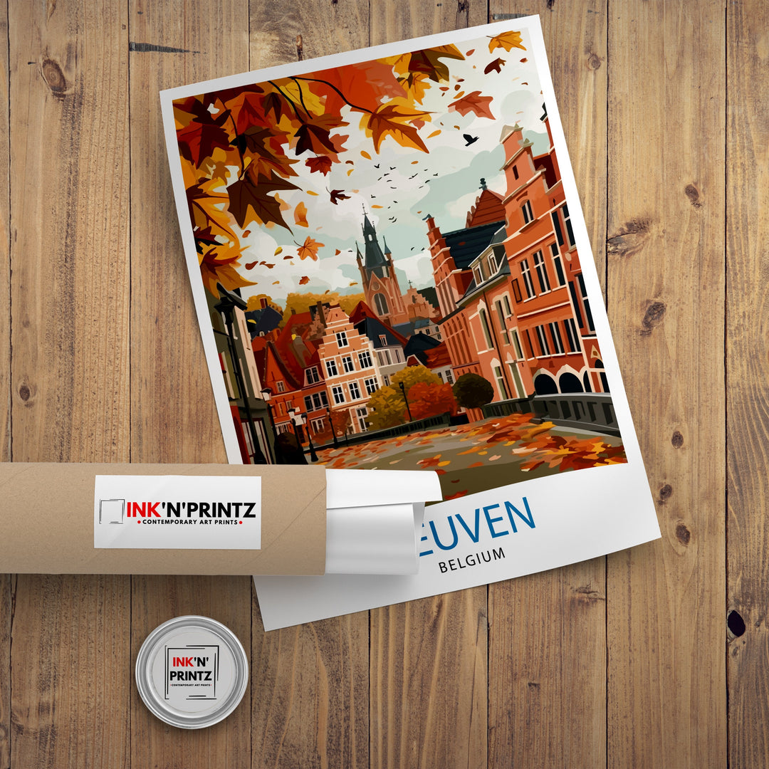 Leuven Belgium Travel Poster Leuven Wall Art Leuven Home Decor Leuven Illustration Travel Poster Gift For Leuven Belgium Home Decor