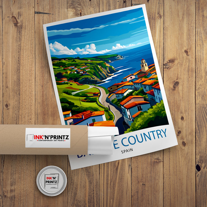 Basque Country Spain Art Basque Landscape Poster Euskadi Culture Wall Decor Northern Spain Scenery Heritage Illustration