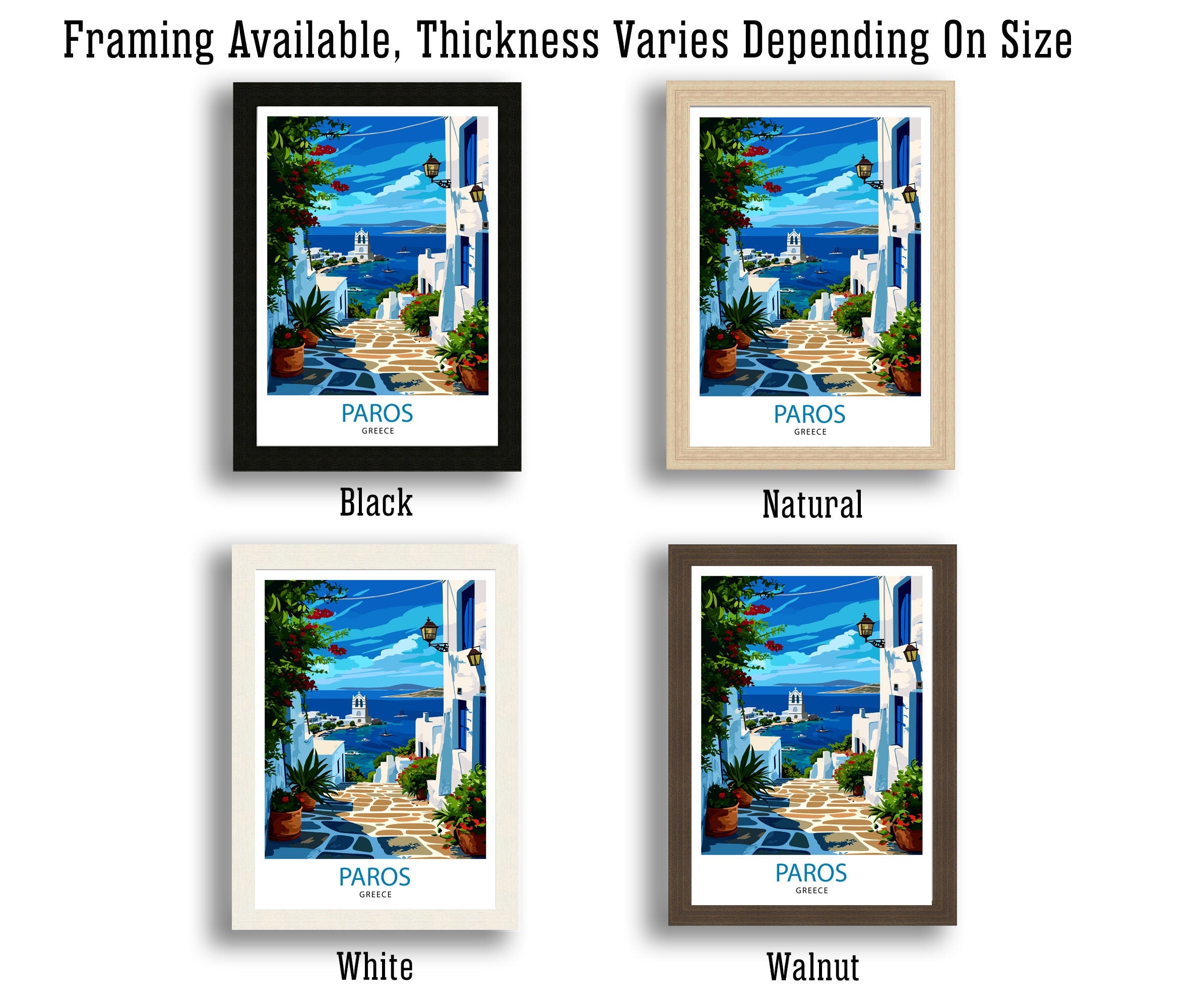 Paros Greece Print Greek Island Art Cyclades Seascape Poster Paros Beach Wall Decor Aegean Sea Illustration Mediterranean Travel Artwork