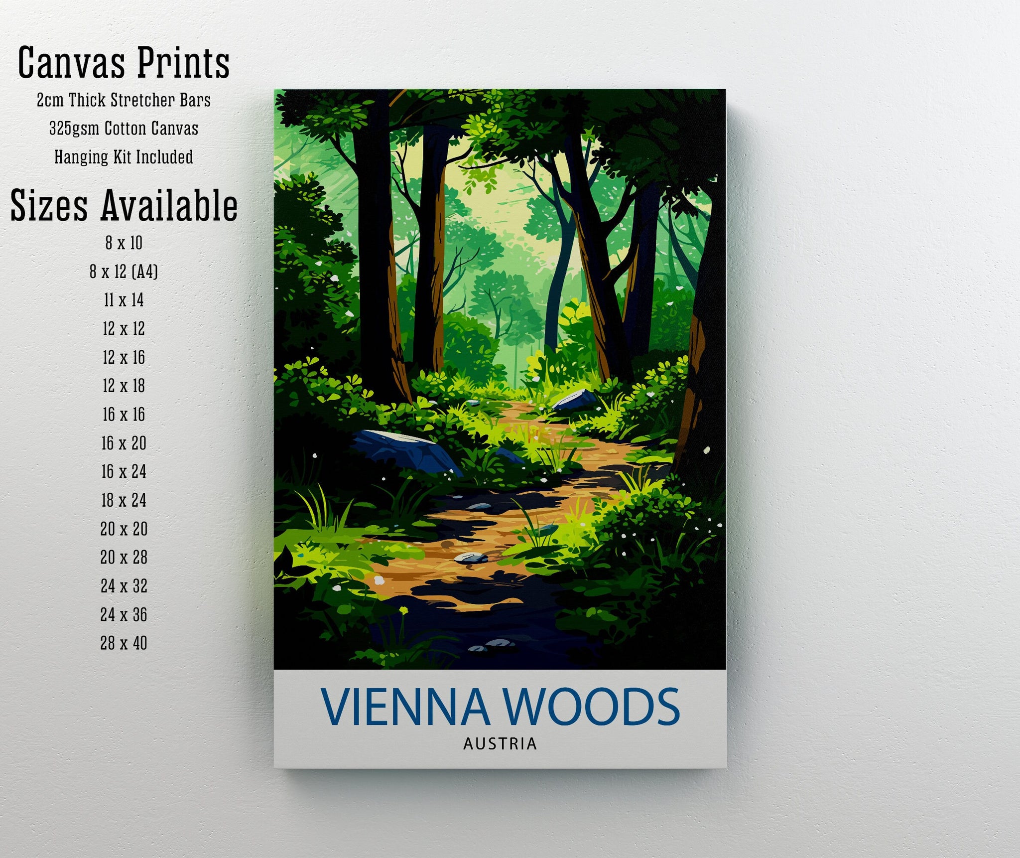 Vienna Woods Austria Print Wienerwald Landscape Art Austrian Forest Poster Nature Reserve Wall Decor Vienna Countryside Illustration