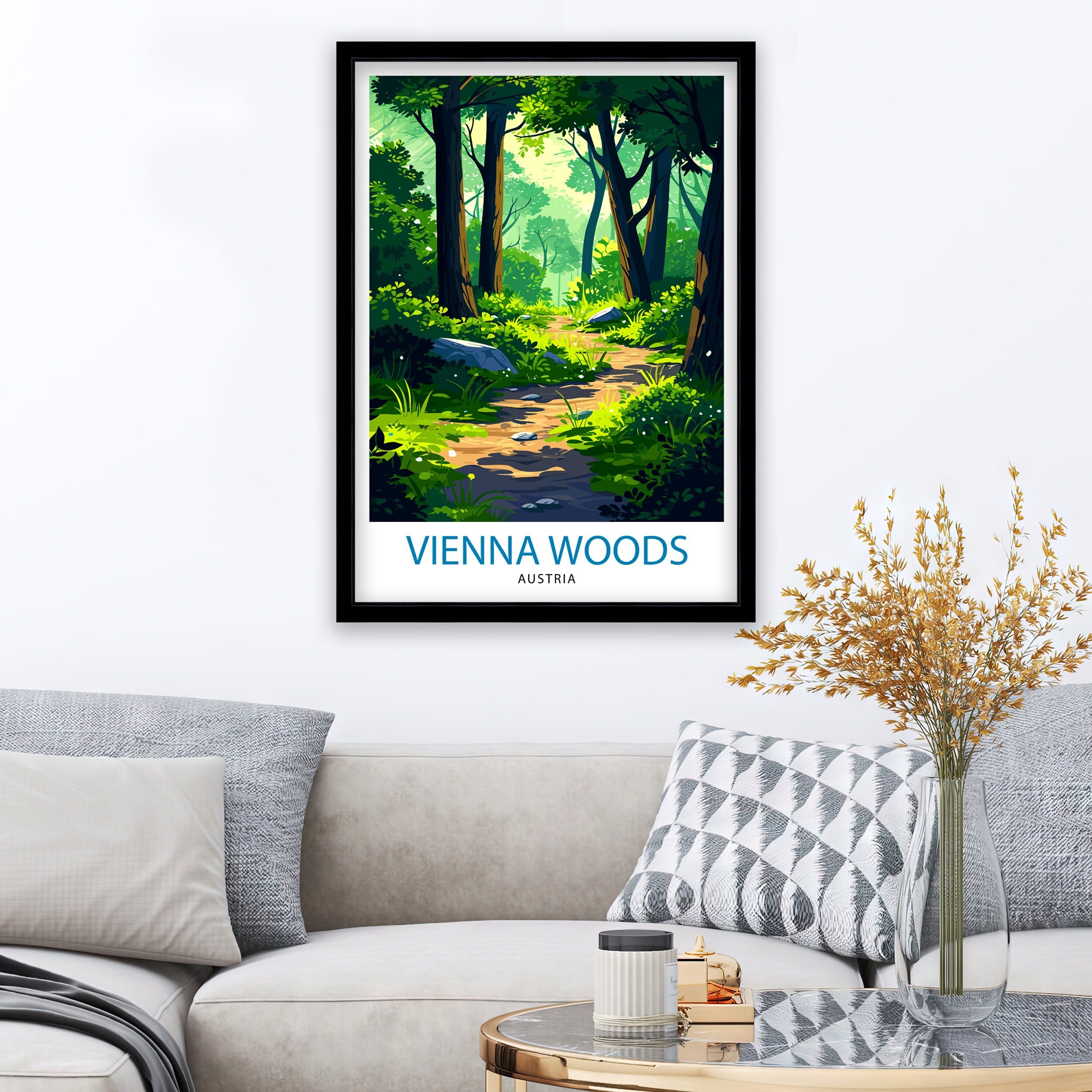 Vienna Woods Austria Print Wienerwald Landscape Art Austrian Forest Poster Nature Reserve Wall Decor Vienna Countryside Illustration