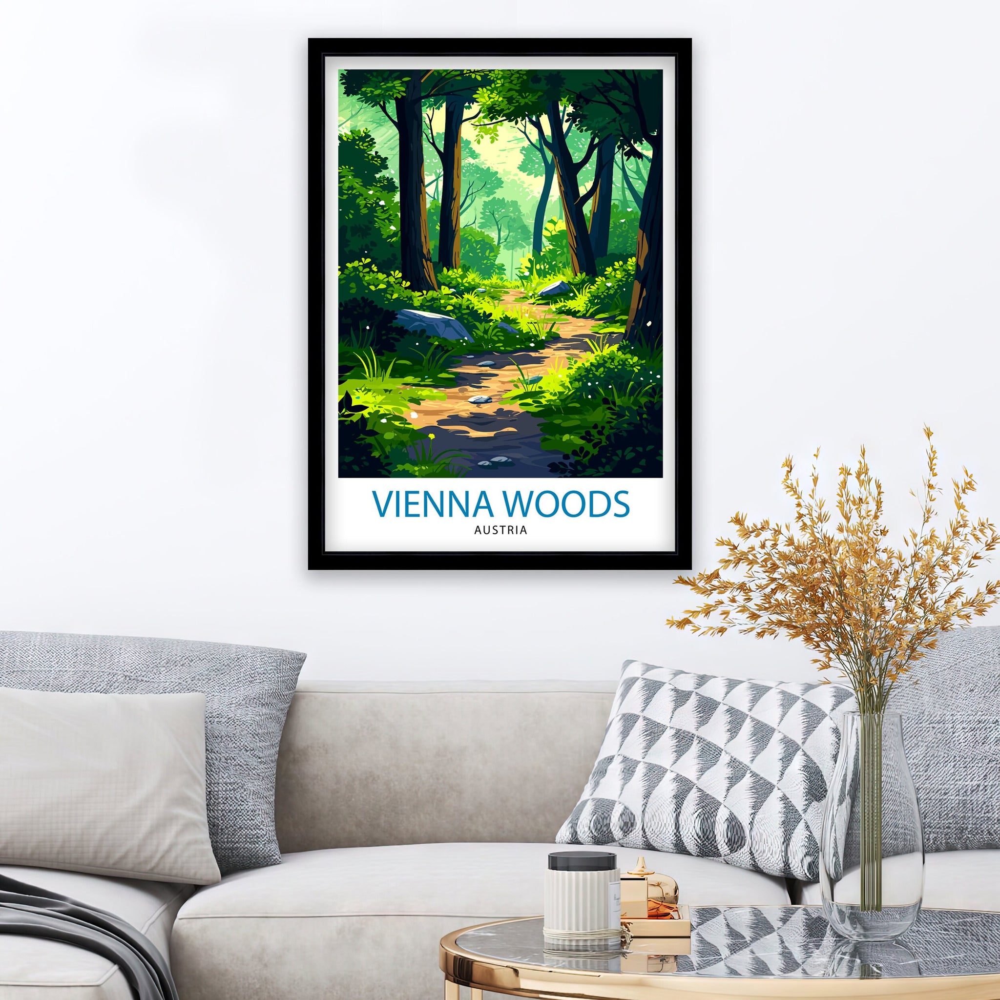 Vienna Woods Austria Print Wienerwald Landscape Art Austrian Forest Poster Nature Reserve Wall Decor Vienna Countryside Illustration
