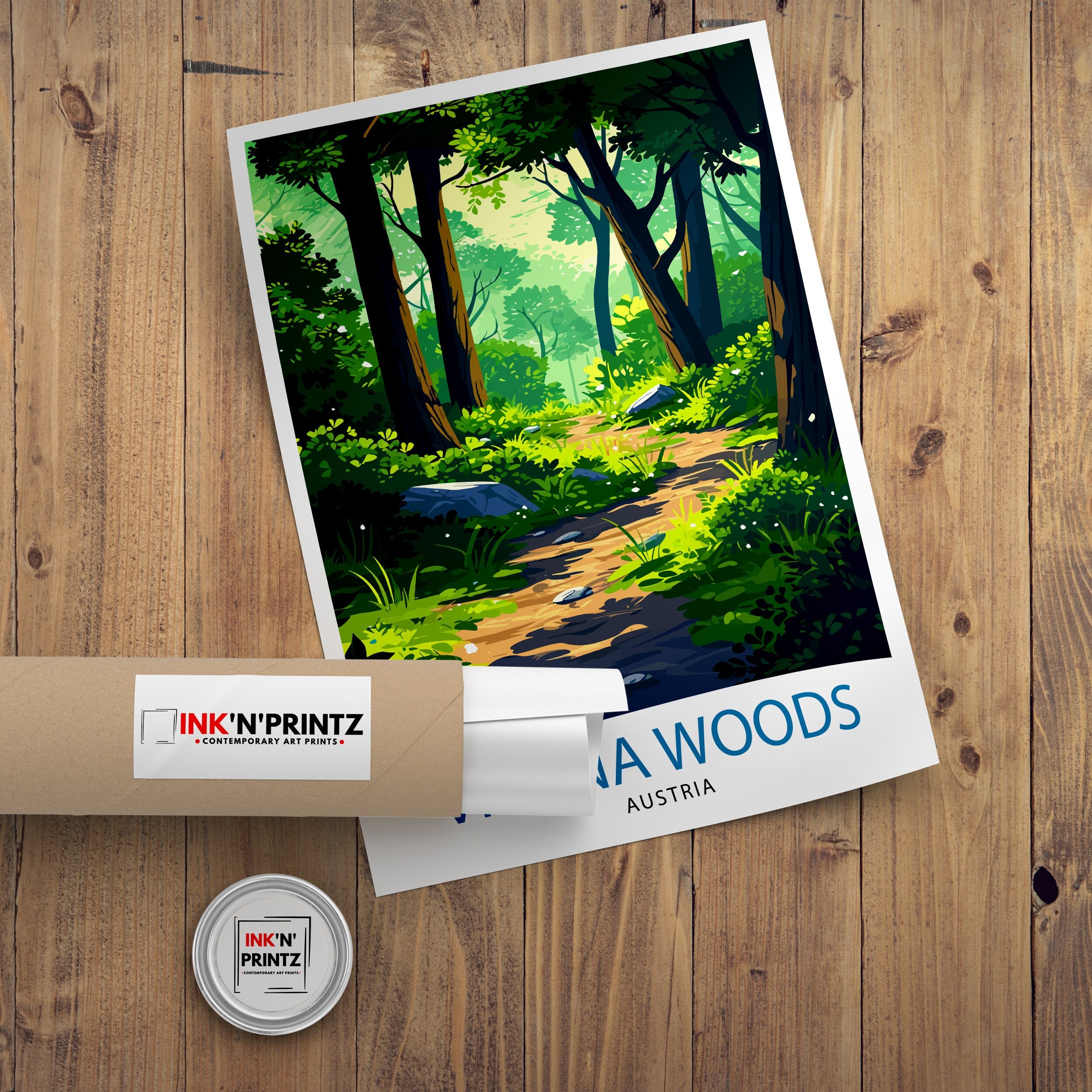 Vienna Woods Austria Print Wienerwald Landscape Art Austrian Forest Poster Nature Reserve Wall Decor Vienna Countryside Illustration