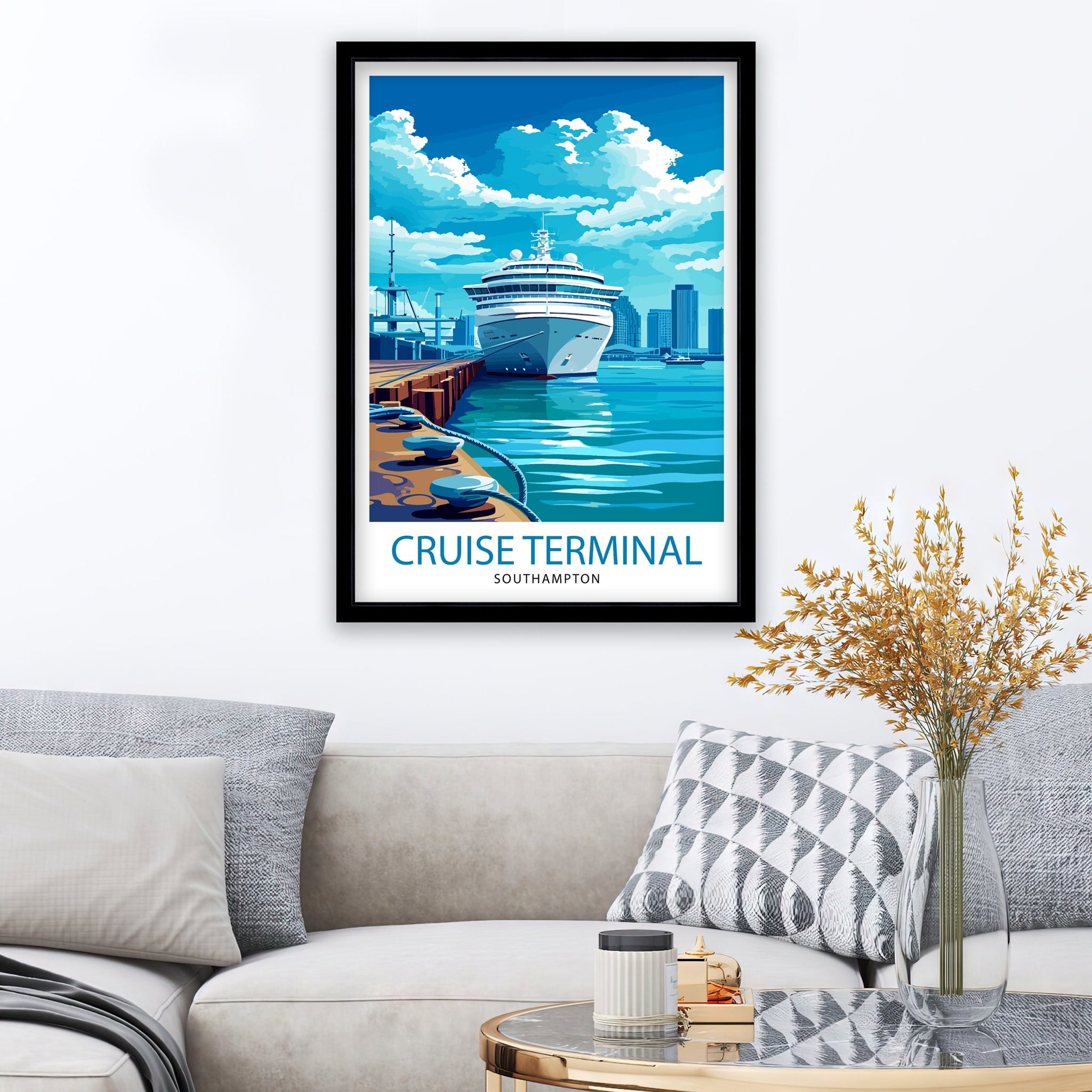 Southampton UK Print English Port City Art Southampton Docks Poster Hampshire Wall Decor British Maritime History Illustration Coastal Town