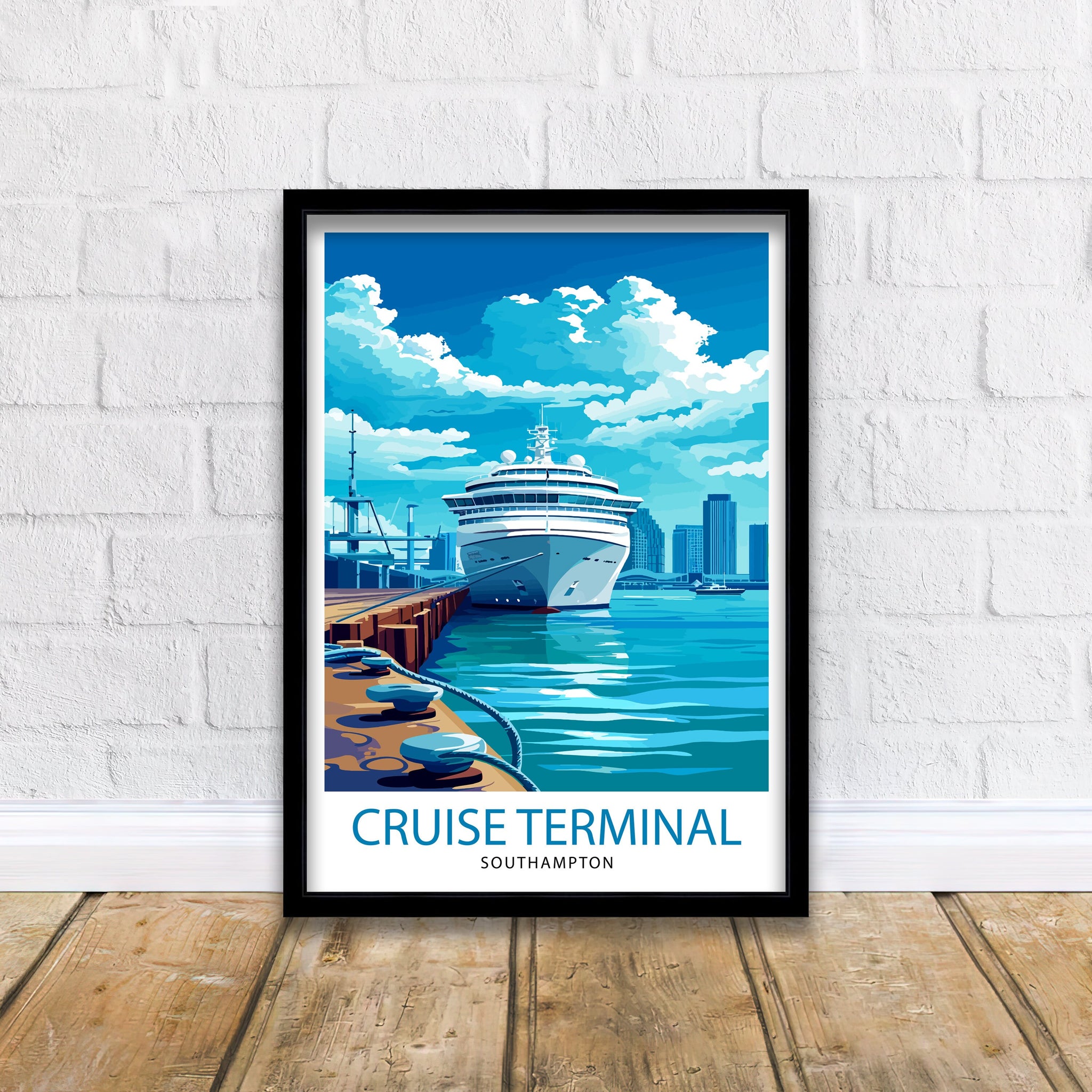Southampton UK Print English Port City Art Southampton Docks Poster Hampshire Wall Decor British Maritime History Illustration Coastal Town