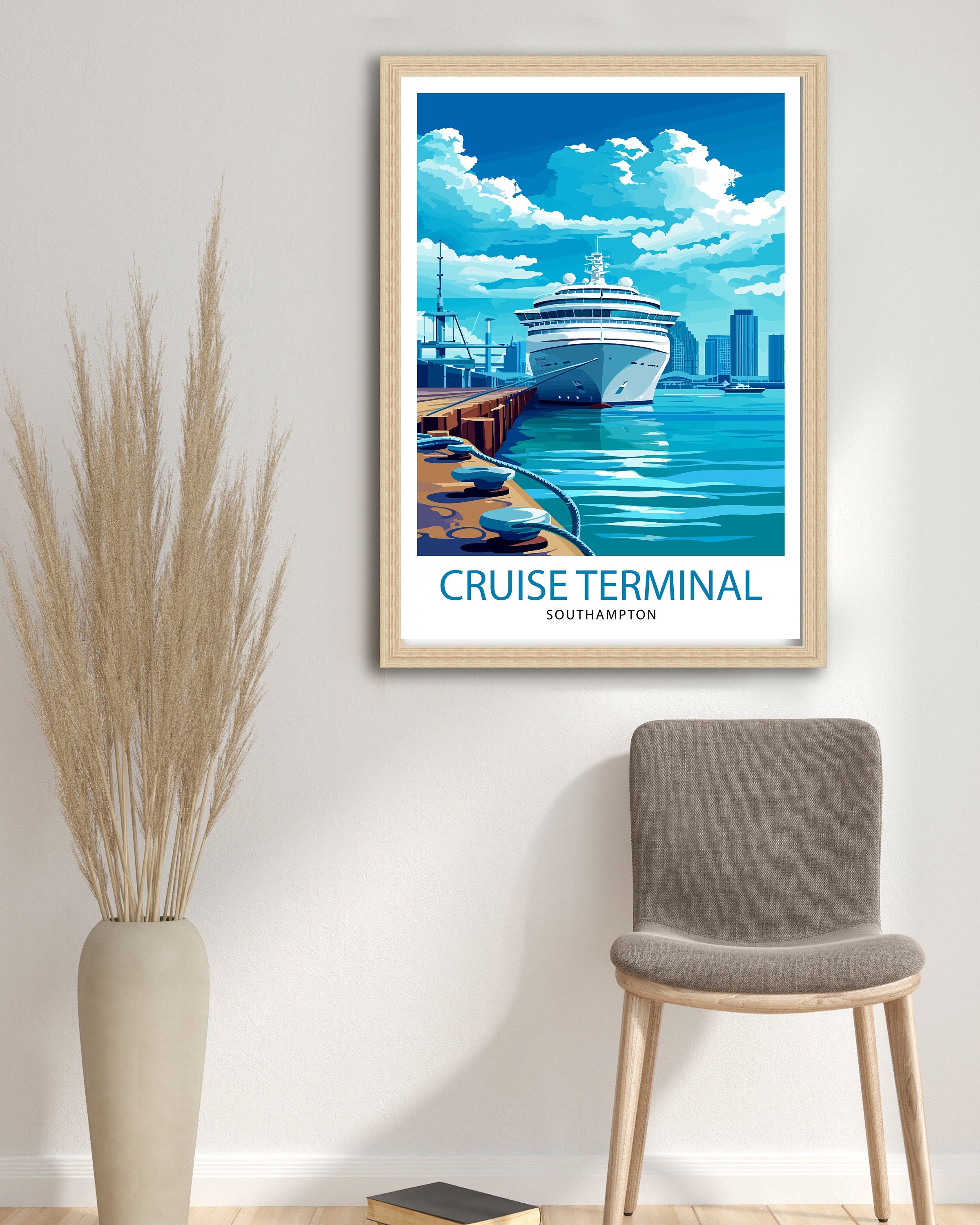 Southampton UK Print English Port City Art Southampton Docks Poster Hampshire Wall Decor British Maritime History Illustration Coastal Town