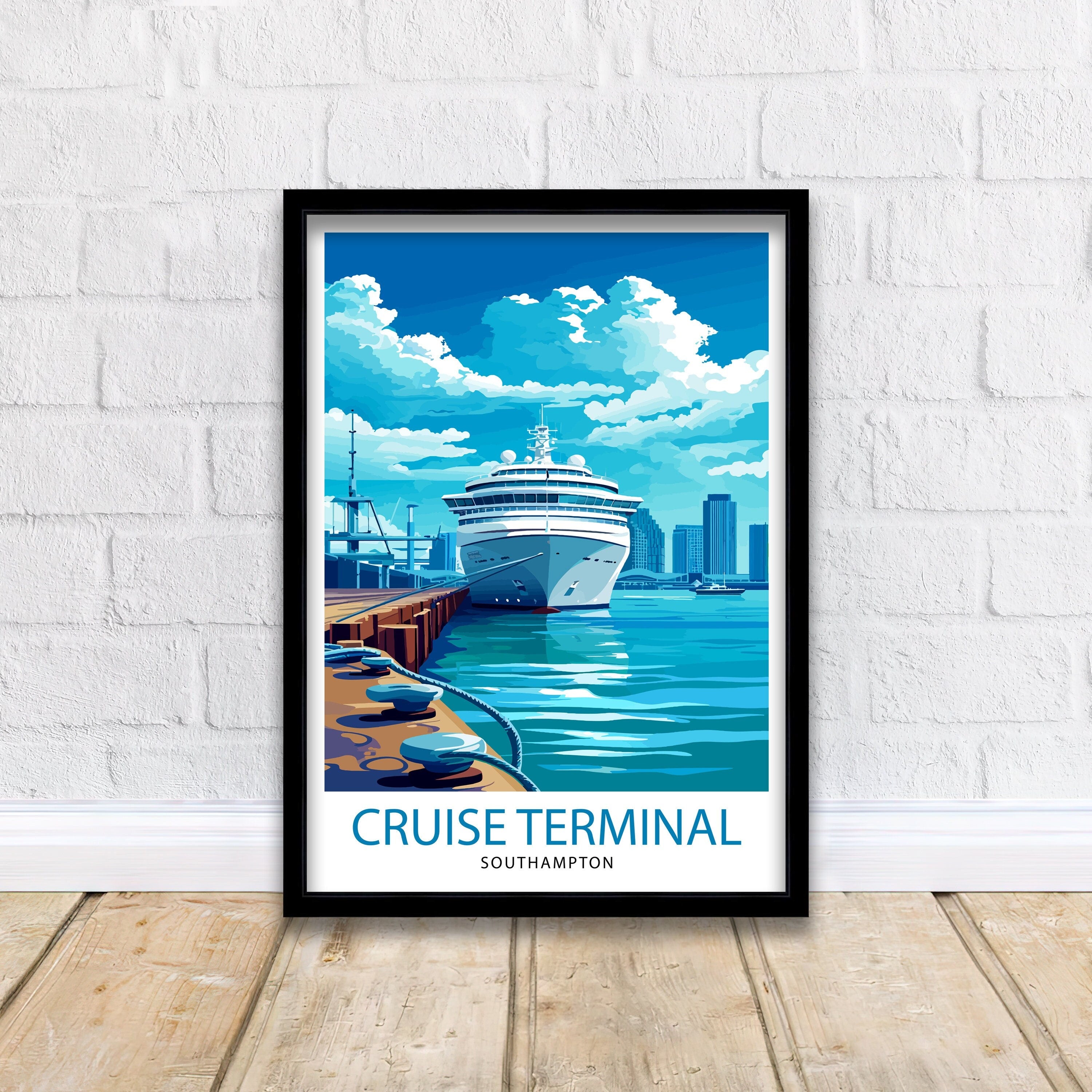 Southampton UK Print English Port City Art Southampton Docks Poster Hampshire Wall Decor British Maritime History Illustration Coastal Town