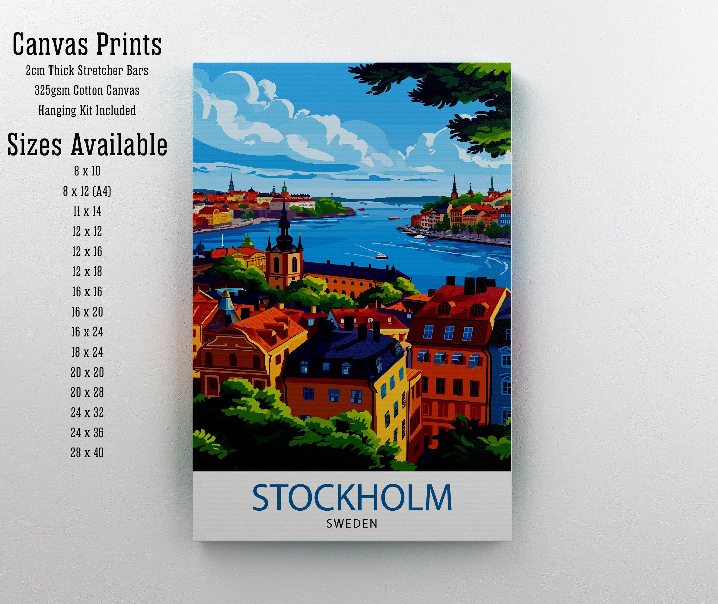Stockholm Sweden Travel Print Stockholm Wall Art Sweden Illustration Scandinavian Travel Poster Gift for Traveler Sweden Home Decor