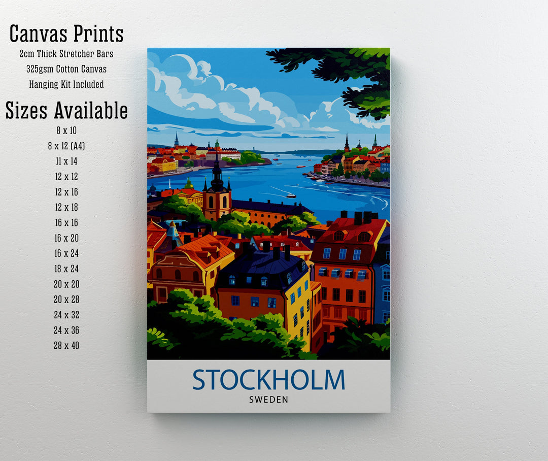 Stockholm Sweden Travel Print Stockholm Wall Art Sweden Illustration Scandinavian Travel Poster Gift for Traveler Sweden Home Decor