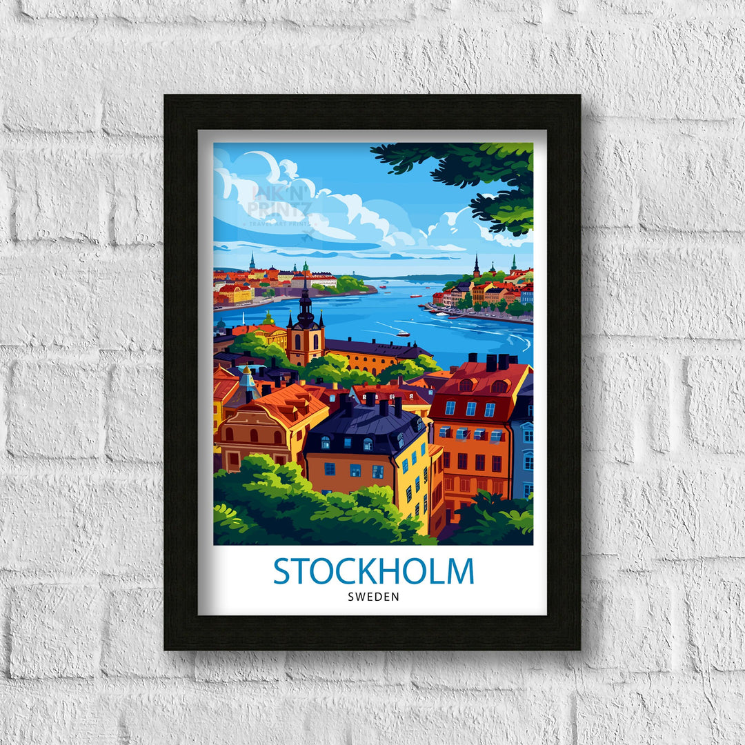 Stockholm Sweden Travel Print Stockholm Wall Art Sweden Illustration Scandinavian Travel Poster Gift for Traveler Sweden Home Decor