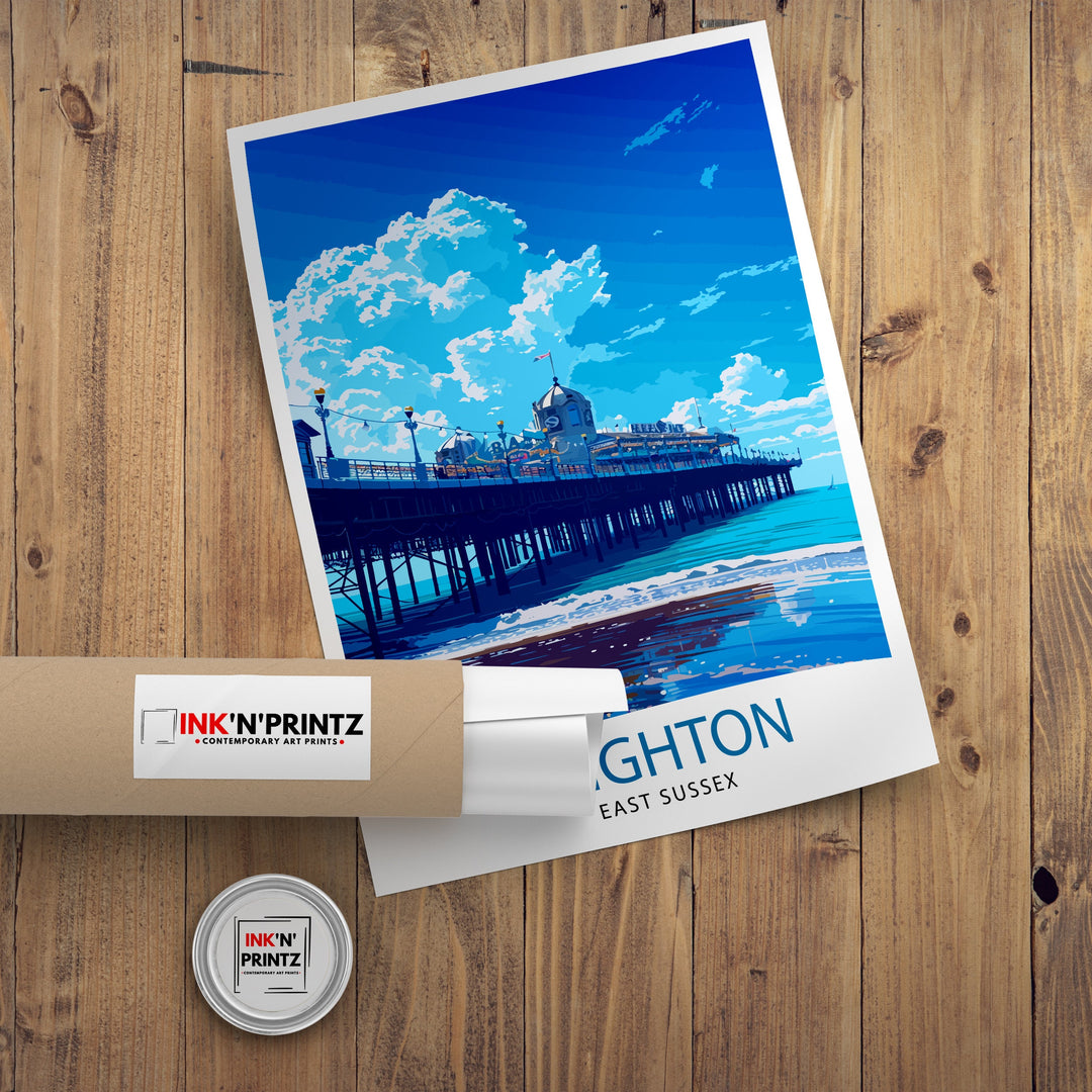 Brighton Travel Poster Brighton Wall Art Brighton Decor Brighton England Illustration Travel Poster Brighton Gift England Home Decor