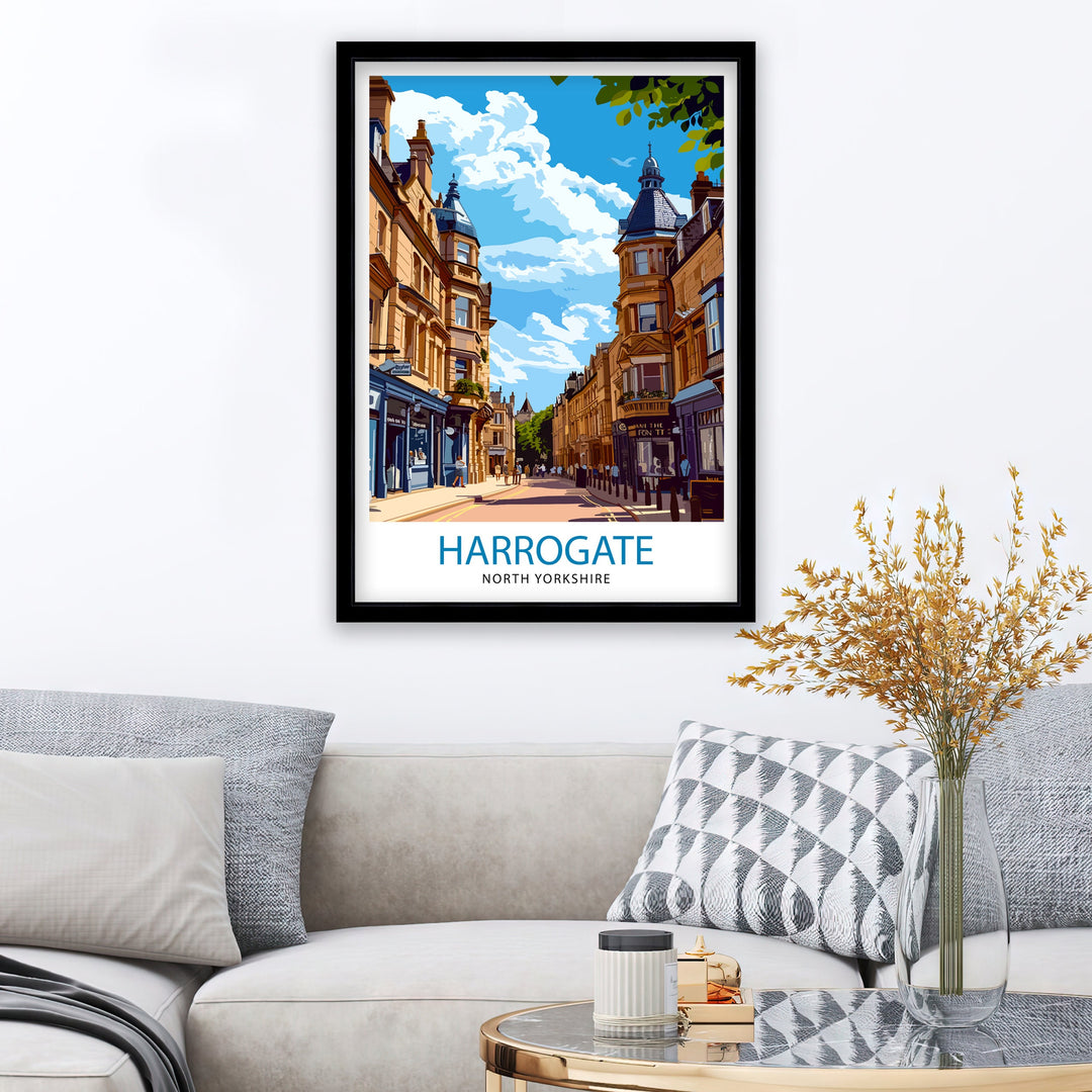 Harrogate Yorkshire Poster English Spa Town Art Victorian Architecture Poster British Garden Town