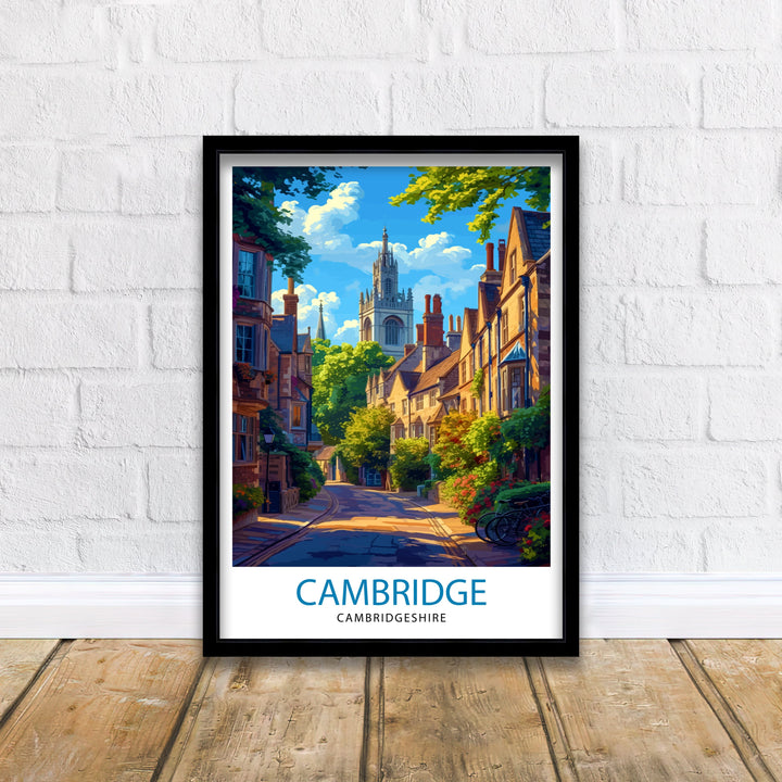 Cambridge UK Poster Historic University City Art River Cam Poster English Architecture