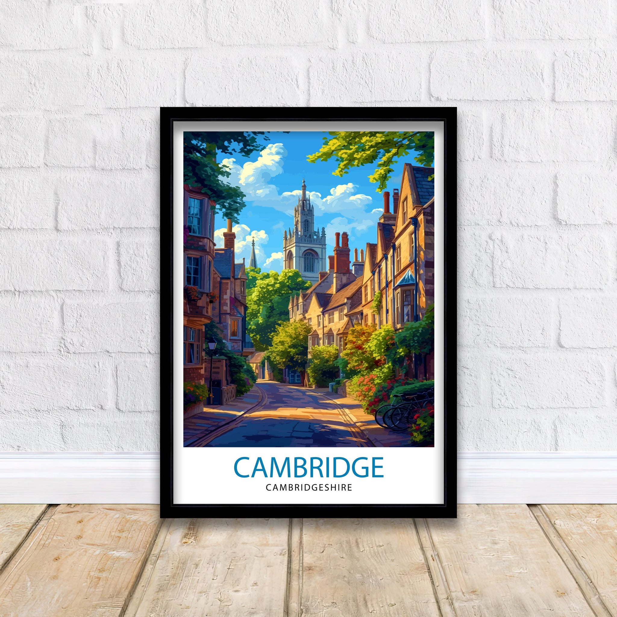 Cambridge UK Poster Historic University City Art River Cam Poster English Architecture