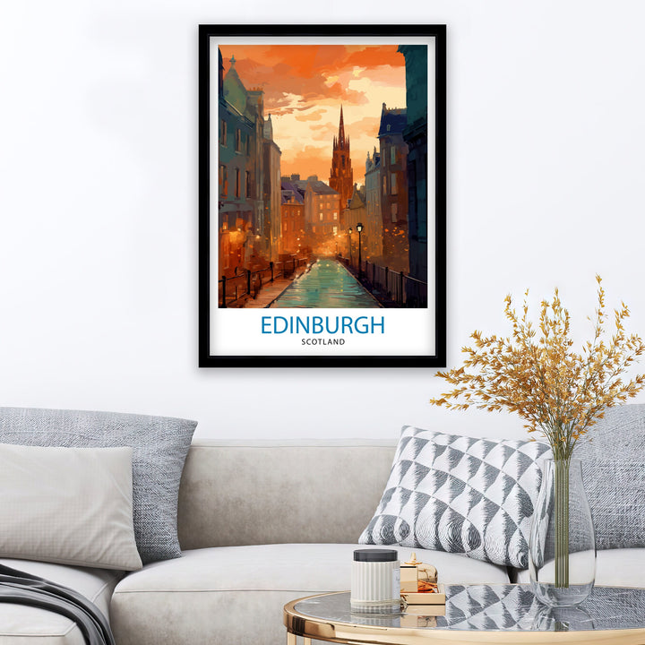 Edinburgh Scotland Travel Poster Edinburgh Wall Art Edinburgh Home Decor Scotland Illustration