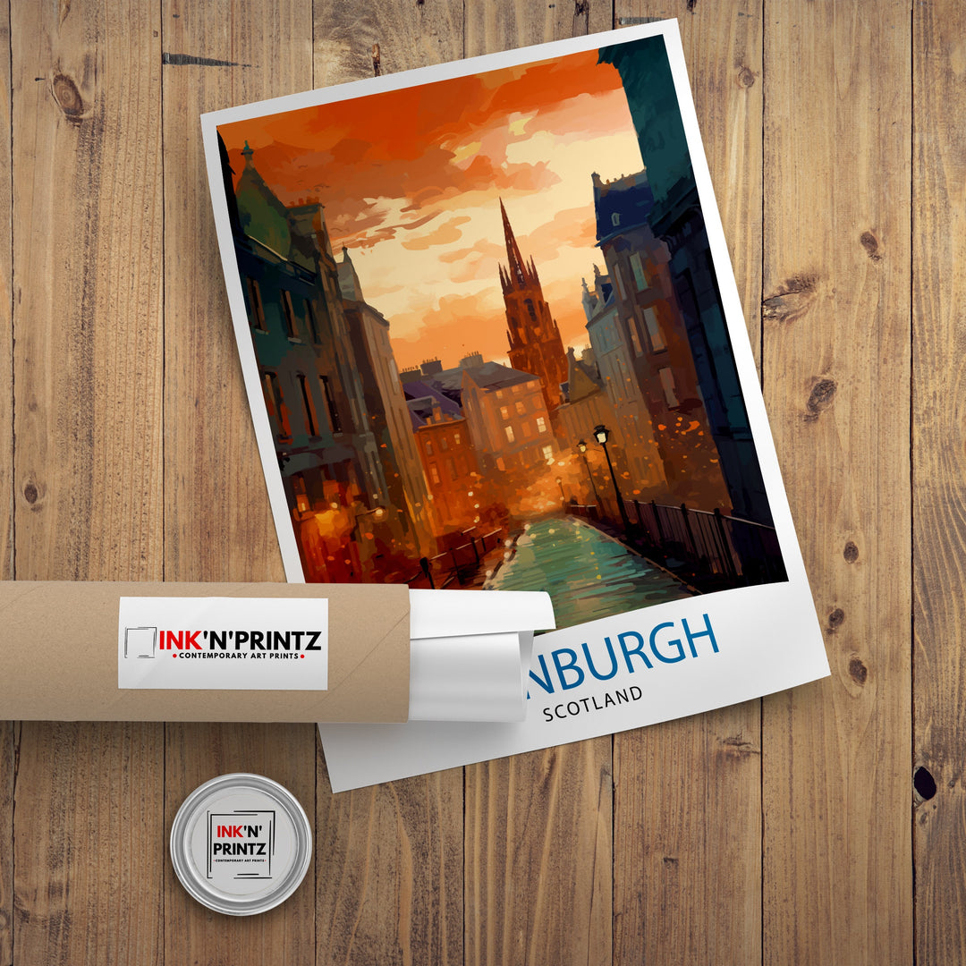 Edinburgh Scotland Travel Poster Edinburgh Wall Art Edinburgh Home Decor Scotland Illustration