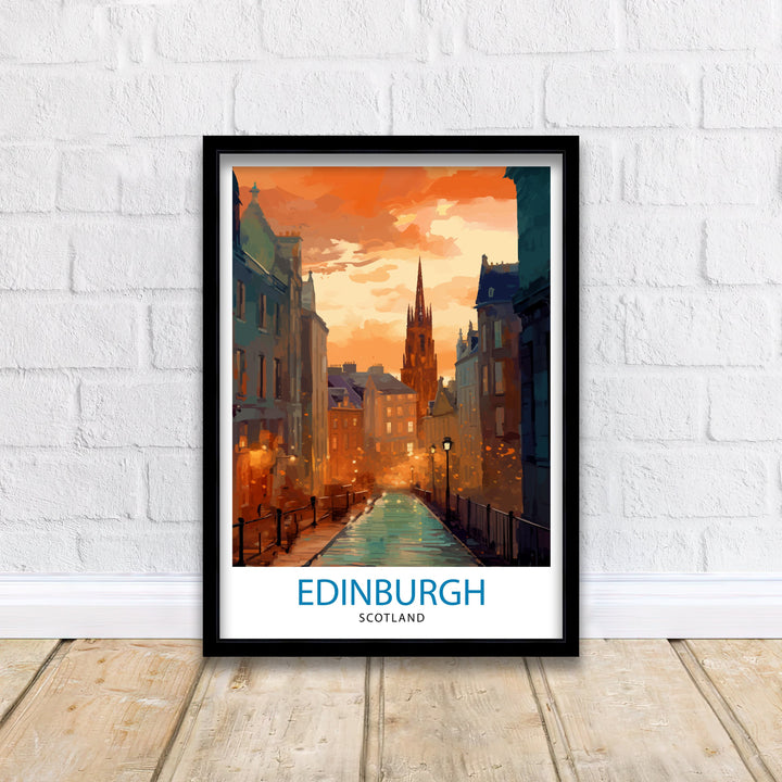 Edinburgh Scotland Travel Poster Edinburgh Wall Art Edinburgh Home Decor Scotland Illustration