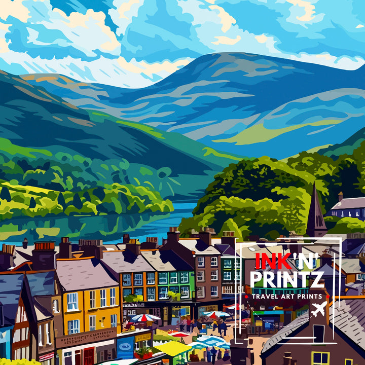 Keswick Lake District Travel Poster Lake District