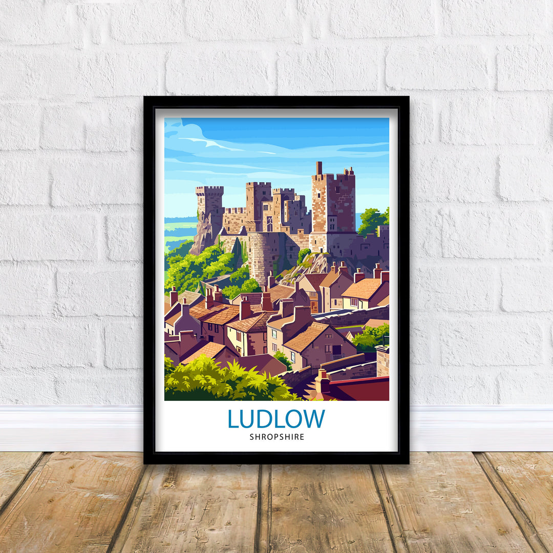 Ludlow Shropshire Poster Historic Market Town Art Medieval Castle Poster English Countryside