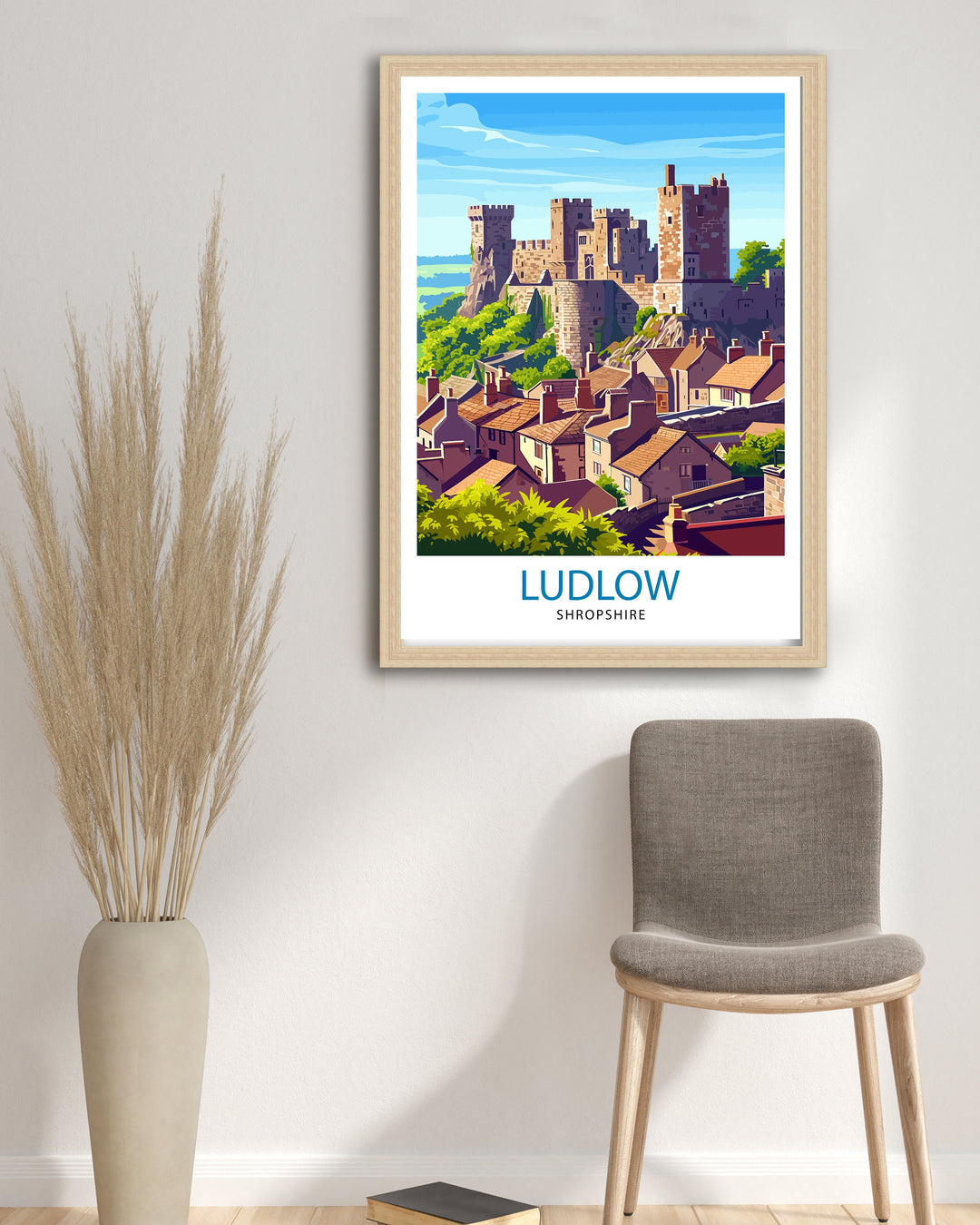 Ludlow Shropshire Poster Historic Market Town Art Medieval Castle Poster English Countryside