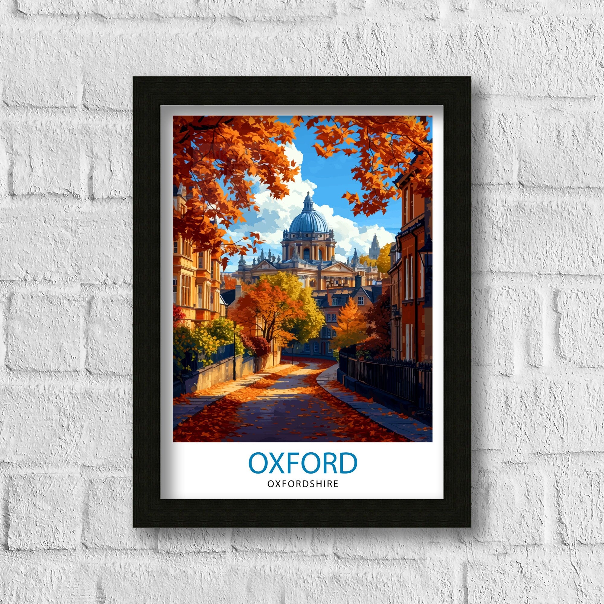 Oxford UK Travel Print Oxford Wall Art Oxford Illustration England Travel Poster Oxfordshire Gift Oxford Home Decor