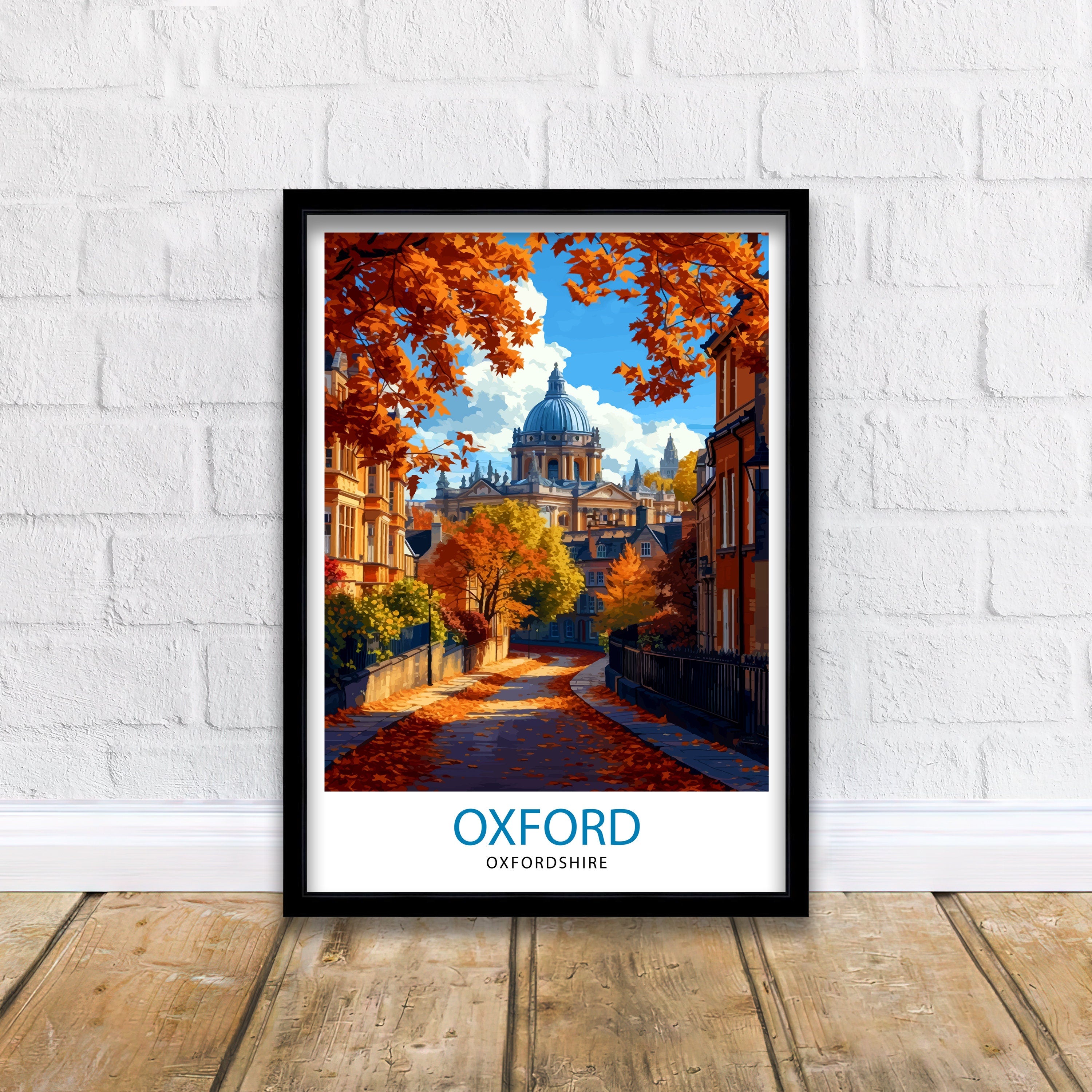 Oxford UK Travel Print Oxford Wall Art Oxford Illustration England Travel Poster Oxfordshire Gift Oxford Home Decor