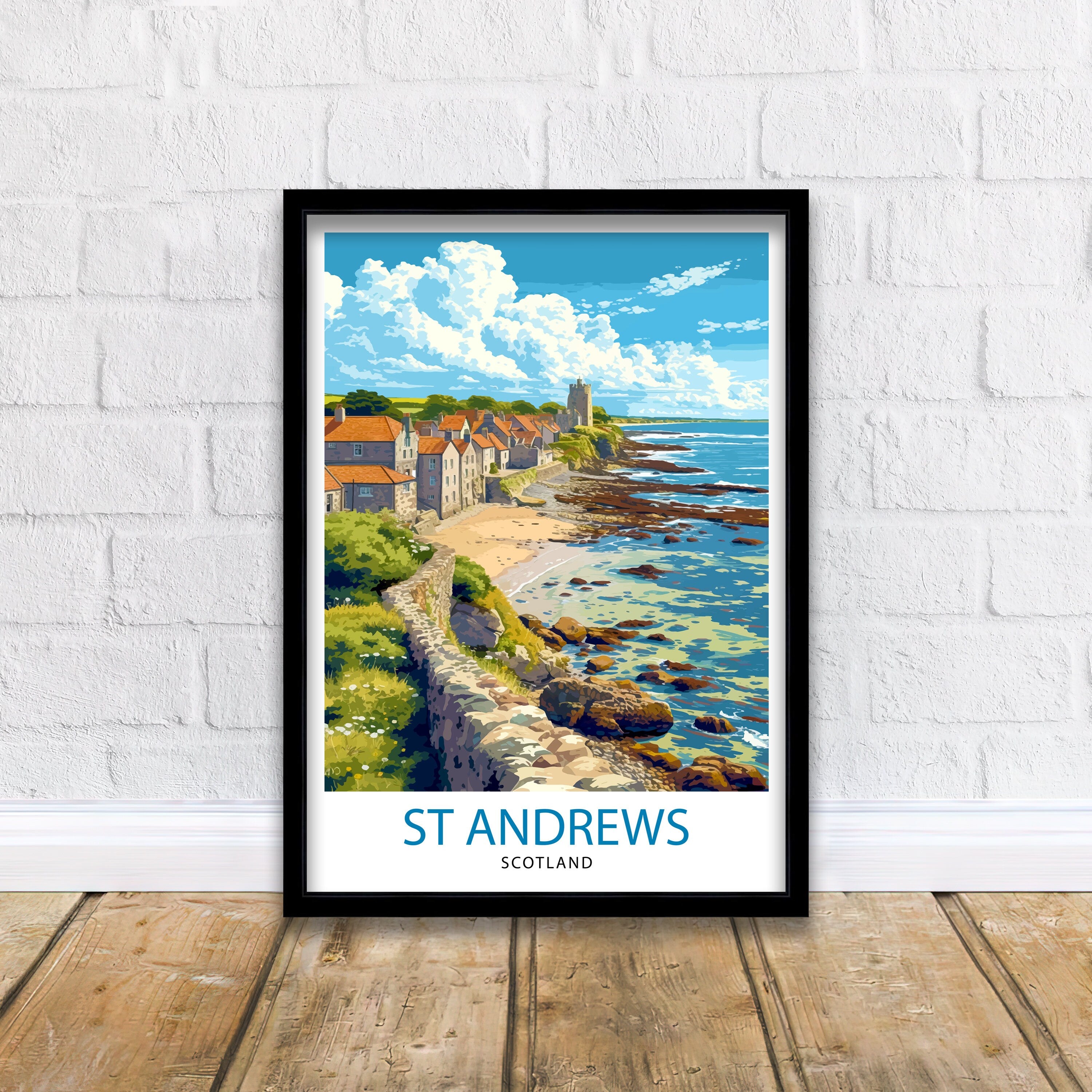 St Andrews Fife Travel Print St Andrews Wall Decor St Andrews Poster Scotland Travel Prints St Andrews Art Print St Andrews Illustration