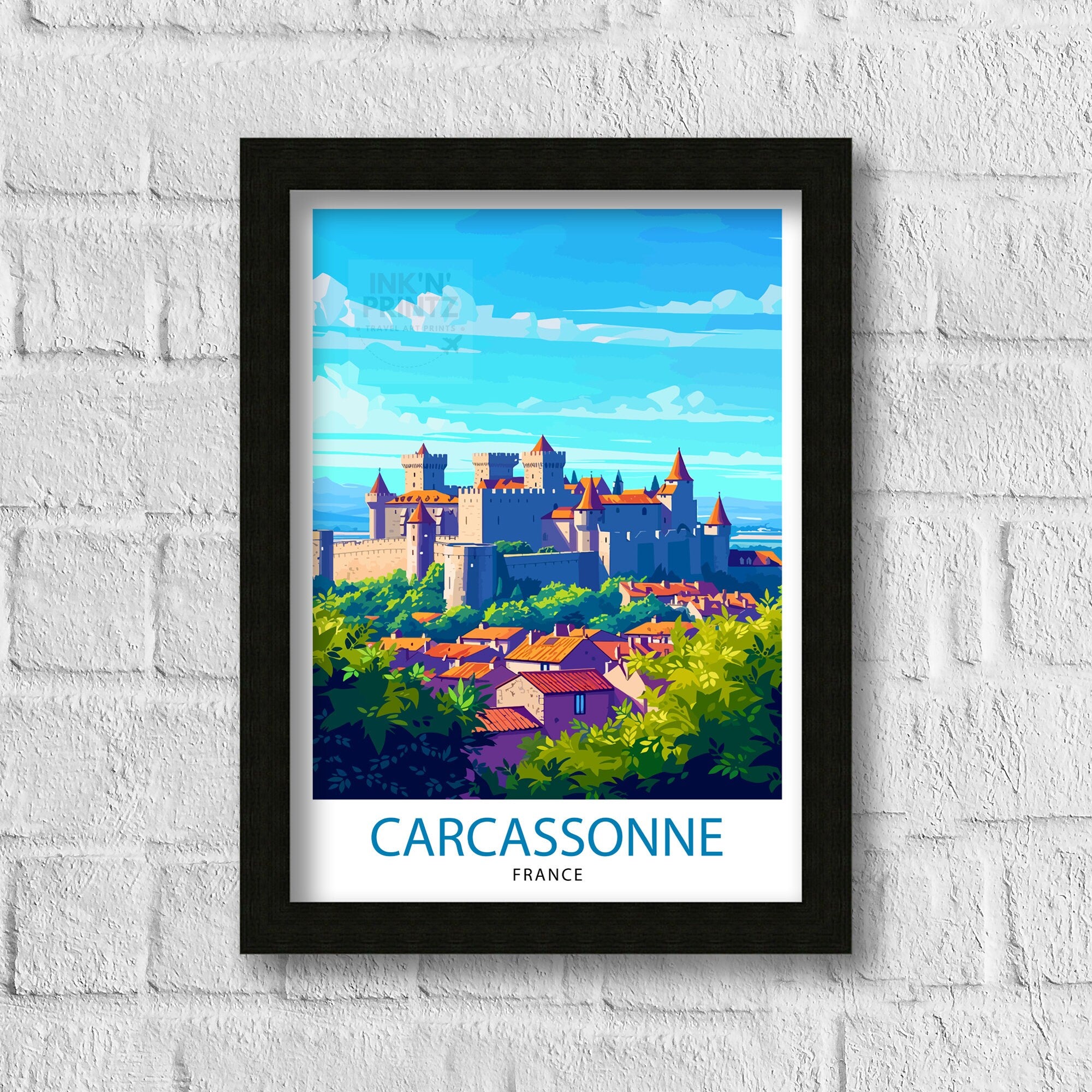 Carcassonne France Travel Print Carcassonne Wall Decor Carcassonne Poster France Travel Prints Carcassonne Art Print Carcassonne