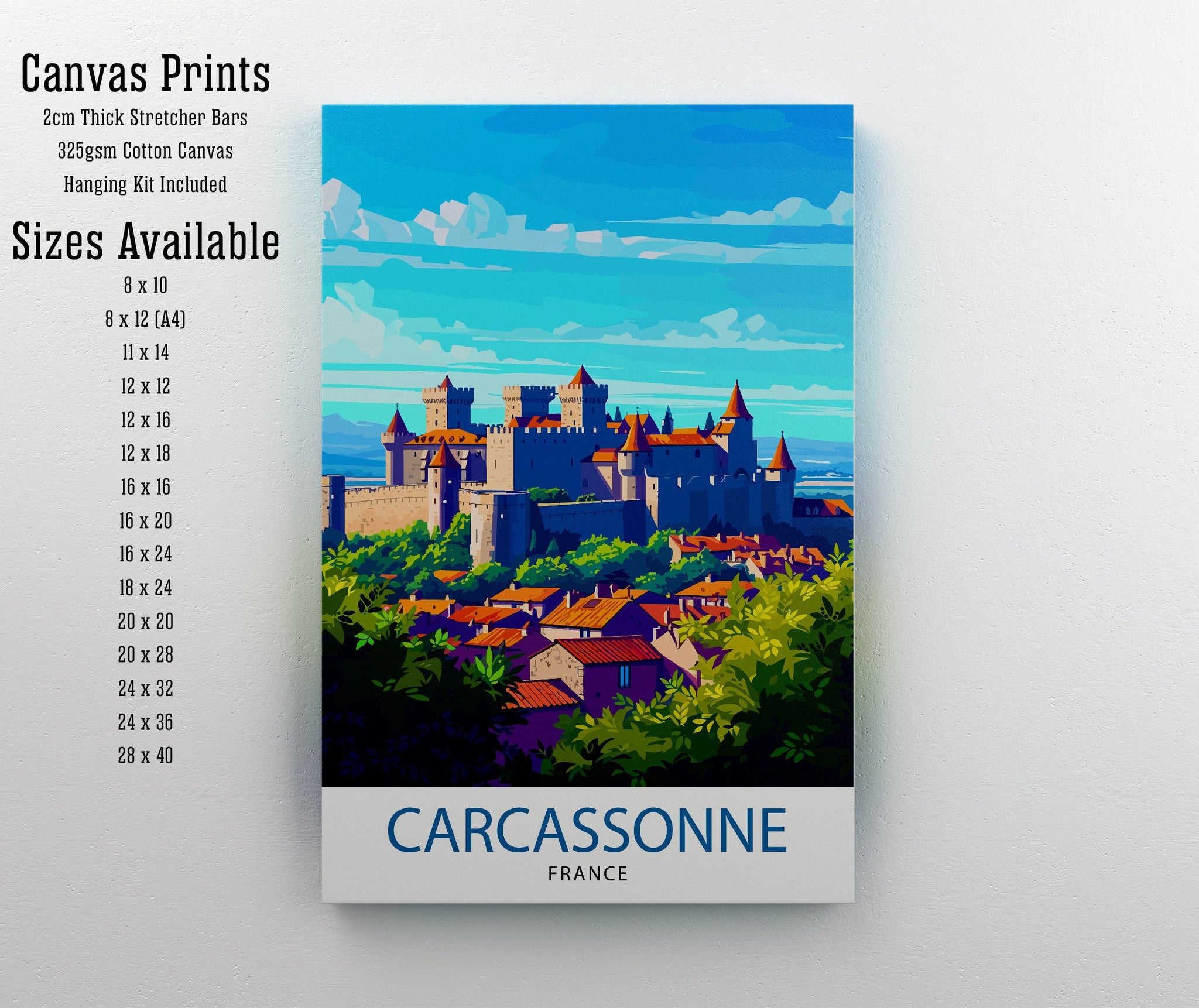 Carcassonne France Travel Print Carcassonne Wall Decor Carcassonne Poster France Travel Prints Carcassonne Art Print Carcassonne