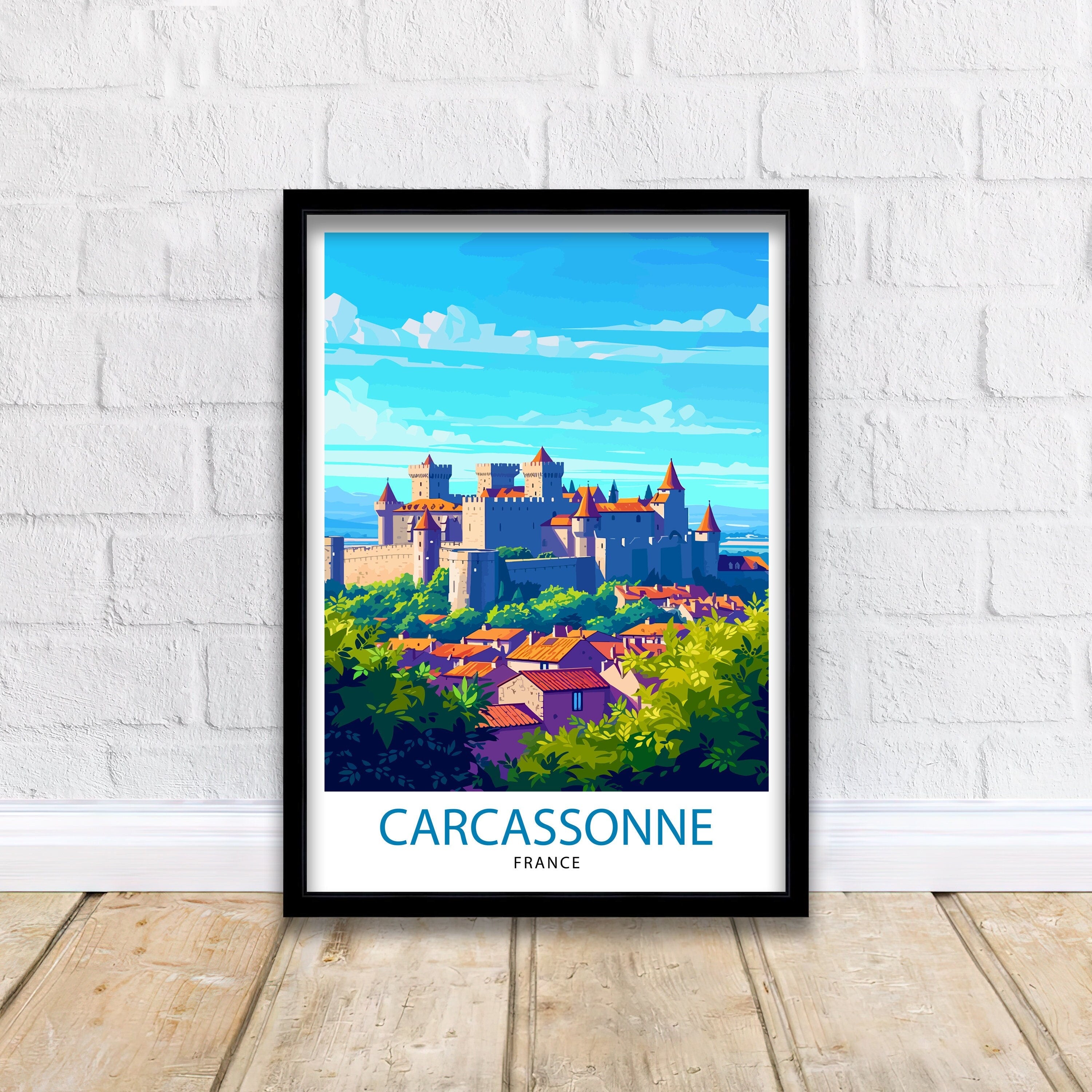 Carcassonne France Travel Print Carcassonne Wall Decor Carcassonne Poster France Travel Prints Carcassonne Art Print Carcassonne