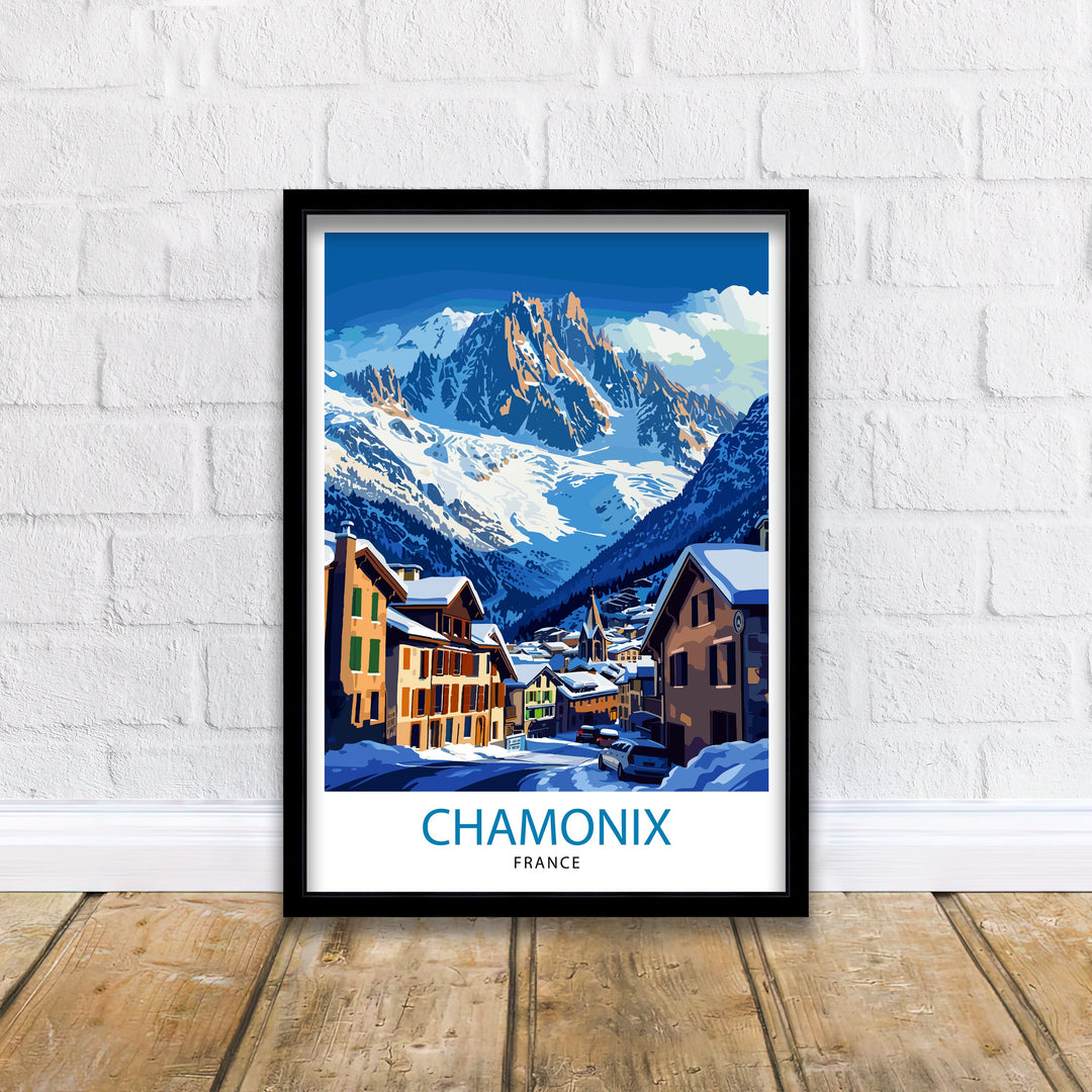 Chamonix France Poster Alpine Town Art Mont Blanc Poster French Alps