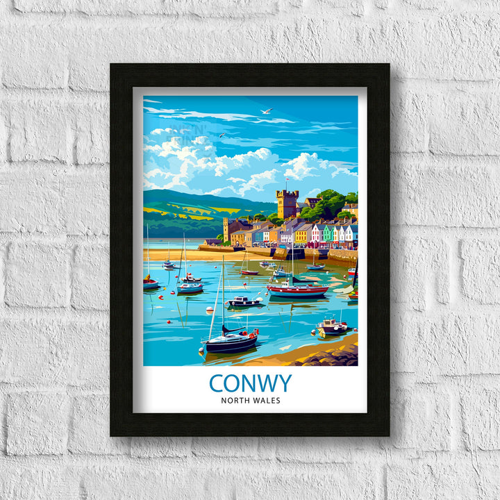 Conwy Castle Travel Poster Conwy Castle Wall Art Conwy Castle Poster Wales Travel Decor Wales Illustration UK Travel Poster Gift for Traveler