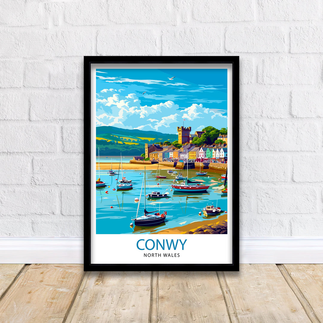 Conwy Castle Travel Poster Conwy Castle Wall Art Conwy Castle Poster Wales Travel Decor Wales Illustration UK Travel Poster Gift for Traveler