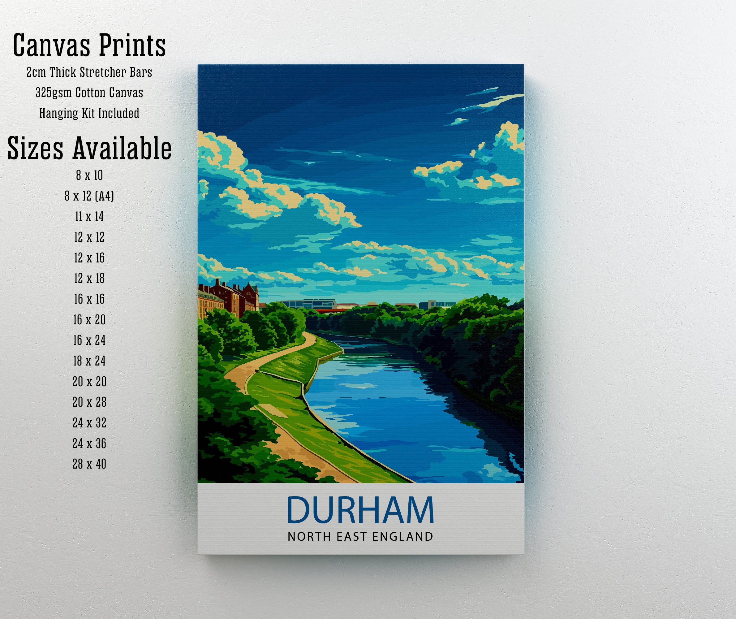 Durham United Kingdom Travel Print Durham Wall Decor Durham Poster United Kingdom Travel Prints Durham Art Print Durham Illustration Durham