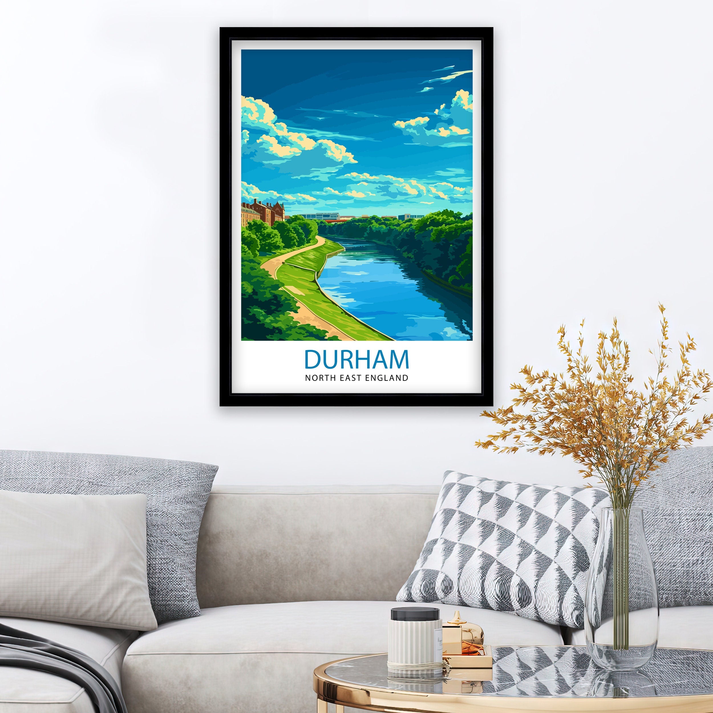 Durham United Kingdom Travel Print Durham Wall Decor Durham Poster United Kingdom Travel Prints Durham Art Print Durham Illustration Durham