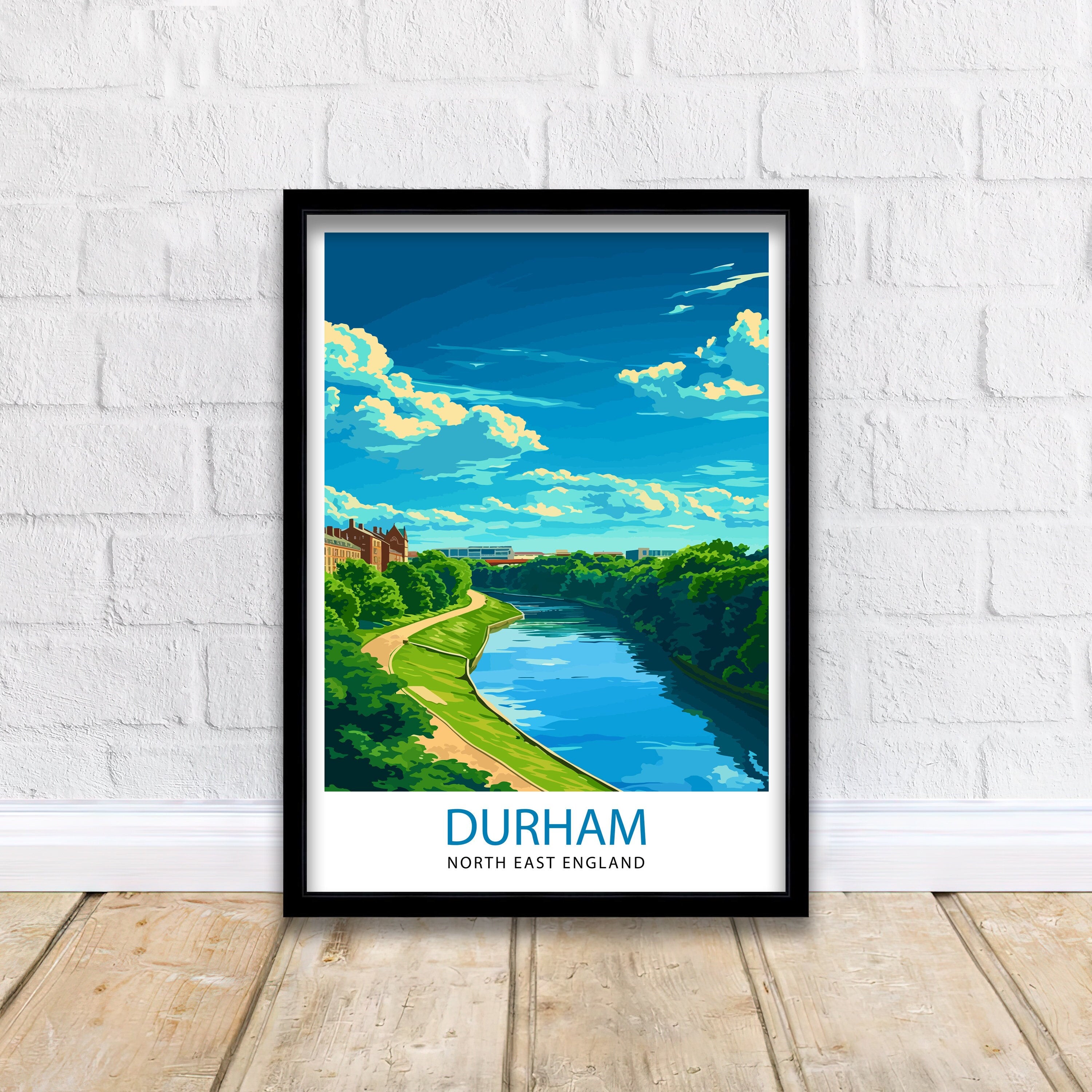 Durham United Kingdom Travel Print Durham Wall Decor Durham Poster United Kingdom Travel Prints Durham Art Print Durham Illustration Durham