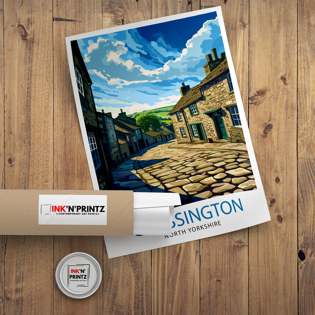 Grassington Yorkshire Poster English Village Art Yorkshire Dales Poster Rural England