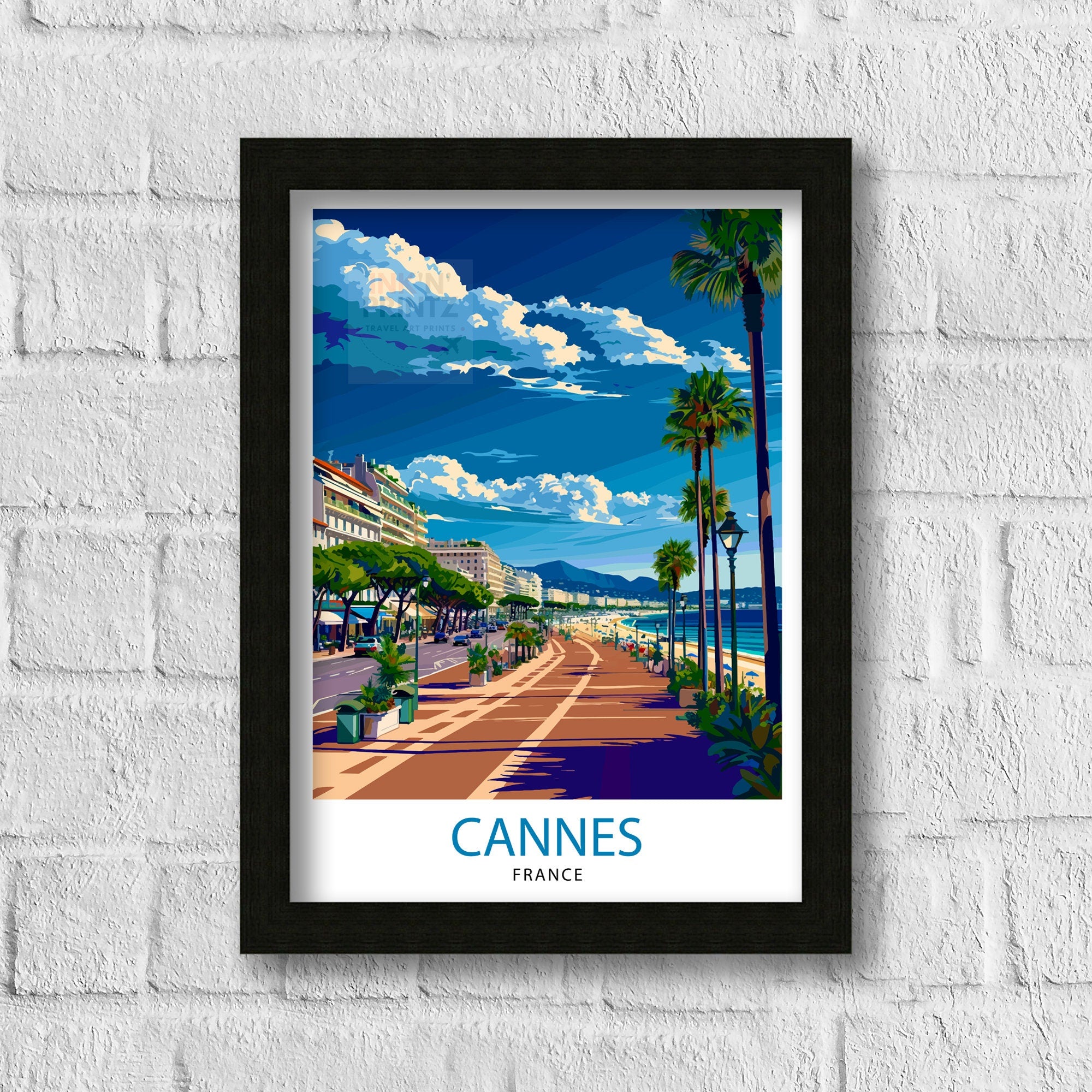 Cannes France Travel Print Cannes Wall Decor Cannes Poster French Riviera Travel Prints Cannes Art Print Cannes Illustration