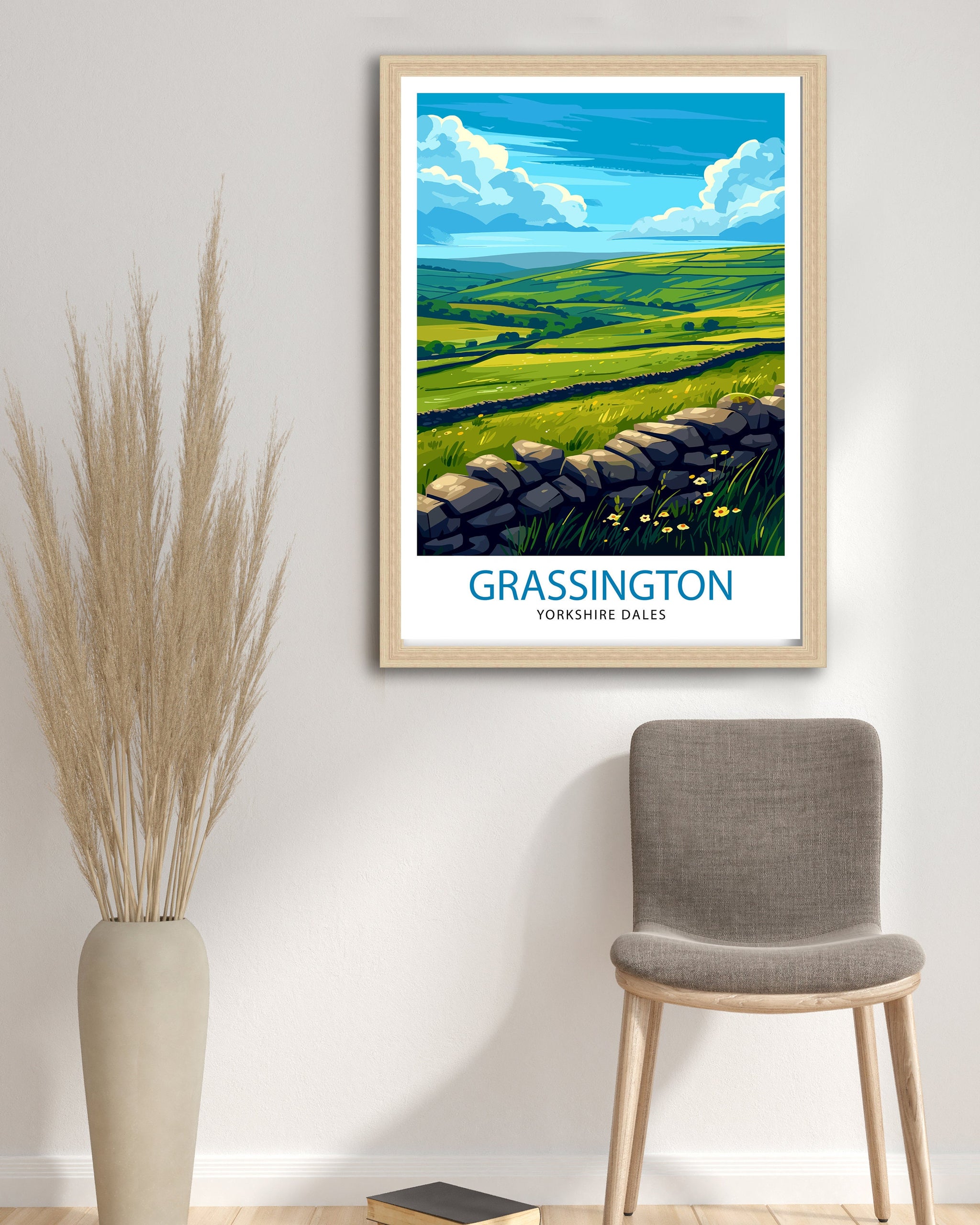 Grassington Yorkshire Poster English Village Art Yorkshire Dales Poster Rural England