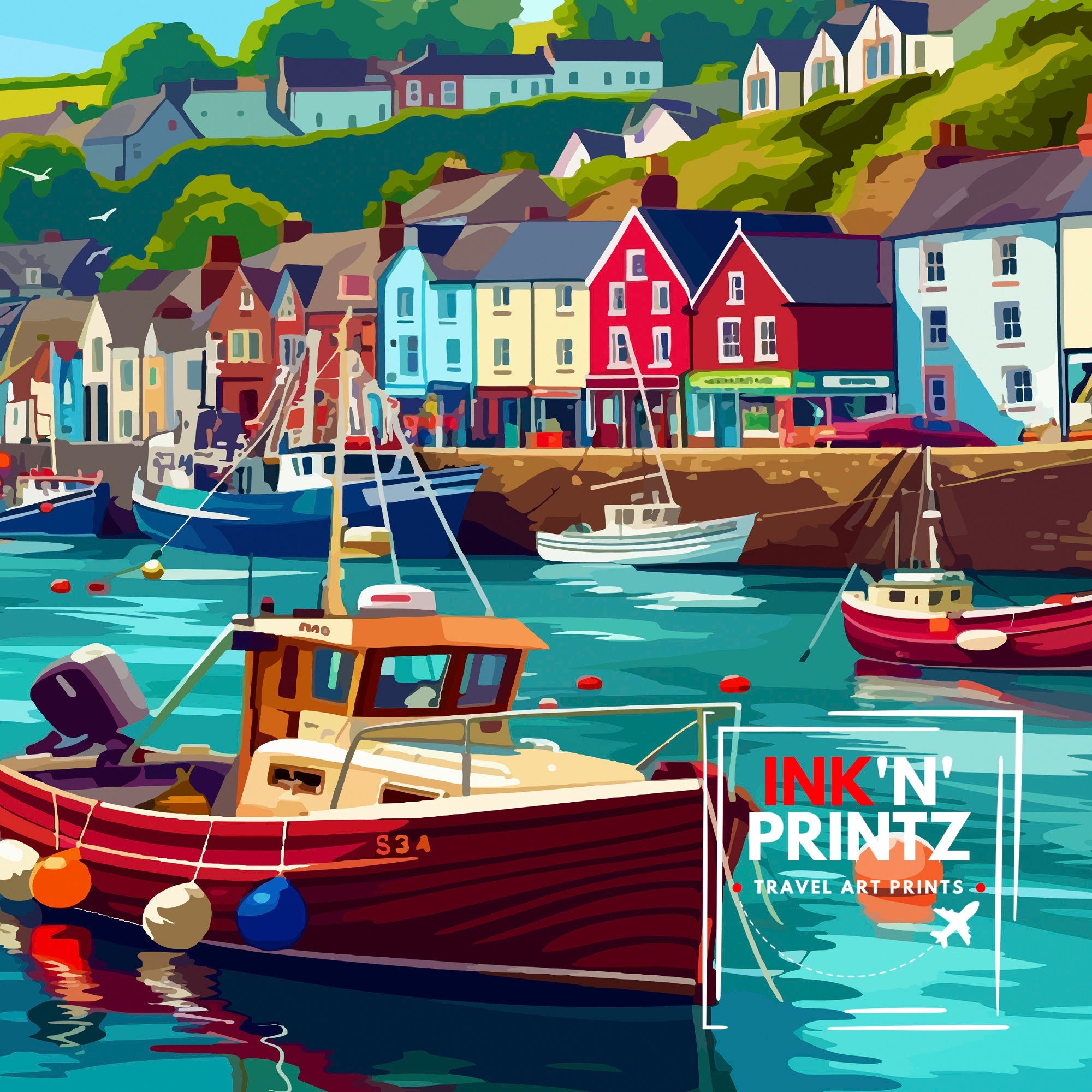 Looe Cornwall Travel Poster Looe