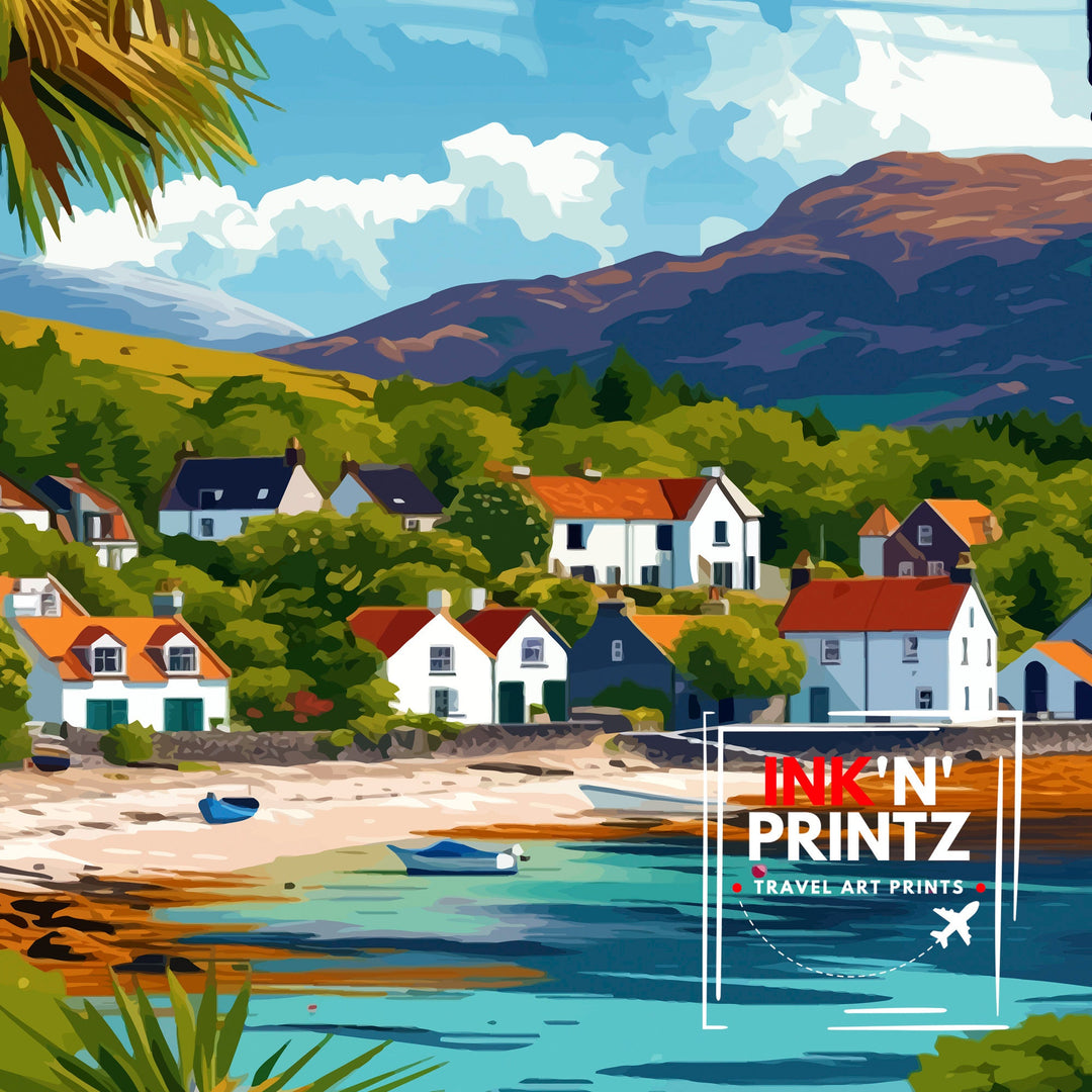 Plockton Scotland Print Scottish Highland Village Art Coastal Town Poster Loch Carron Wall Decor Scottish Countryside
