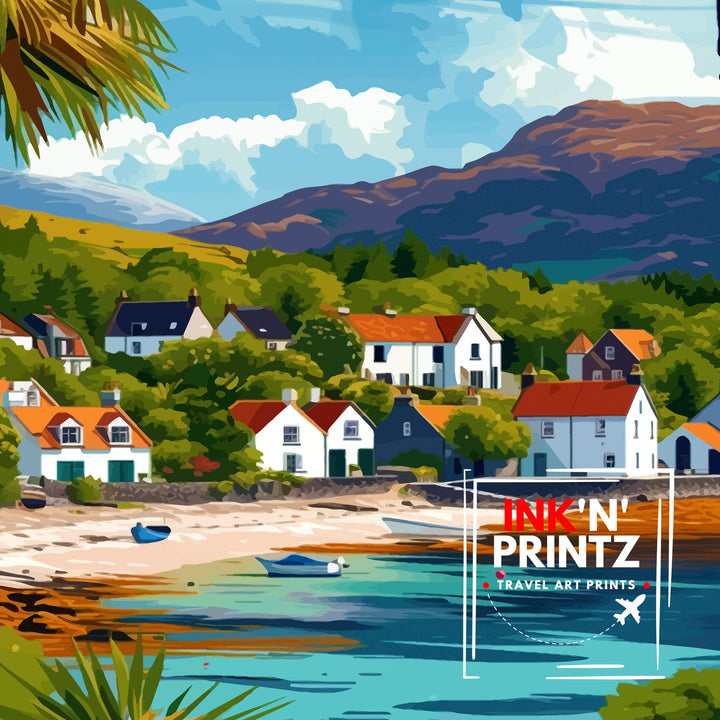 Plockton Scotland Print Scottish Highland Village Art Coastal Town Poster Loch Carron Wall Decor Scottish Countryside