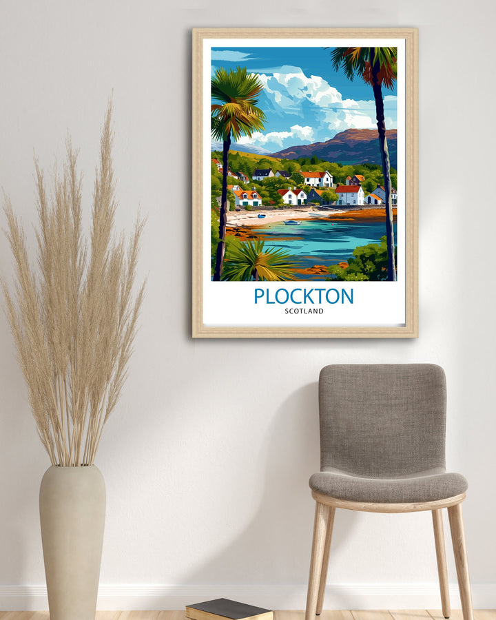 Plockton Scotland Print Scottish Highland Village Art Coastal Town Poster Loch Carron Wall Decor Scottish Countryside