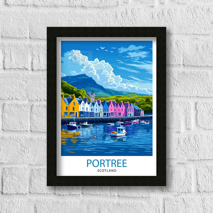 Portree Scotland Print Isle of Skye Art Scottish Harbour Town Poster Hebridean Landscape Wall Decor Scottish Island Illustration