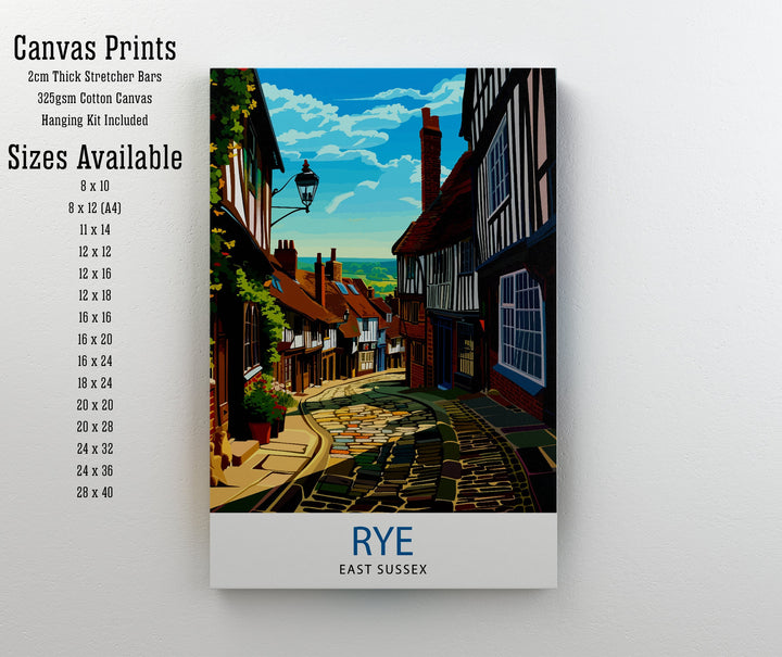Rye East Sussex Print English Coastal Town Art Historic Rye Poster Medieval Architecture Wall Decor Cinque Ports Illustration