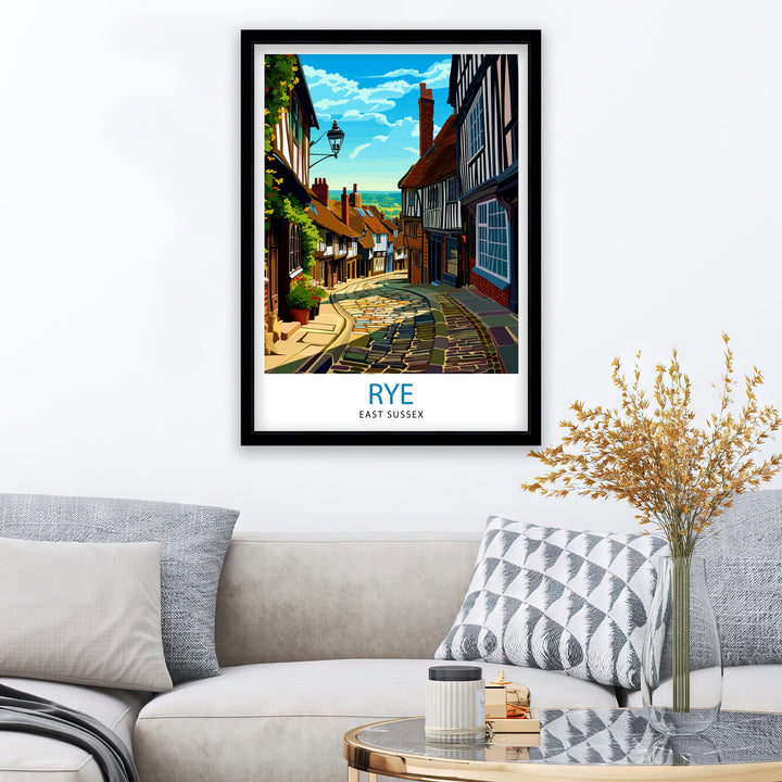 Rye East Sussex Print English Coastal Town Art Historic Rye Poster Medieval Architecture Wall Decor Cinque Ports Illustration